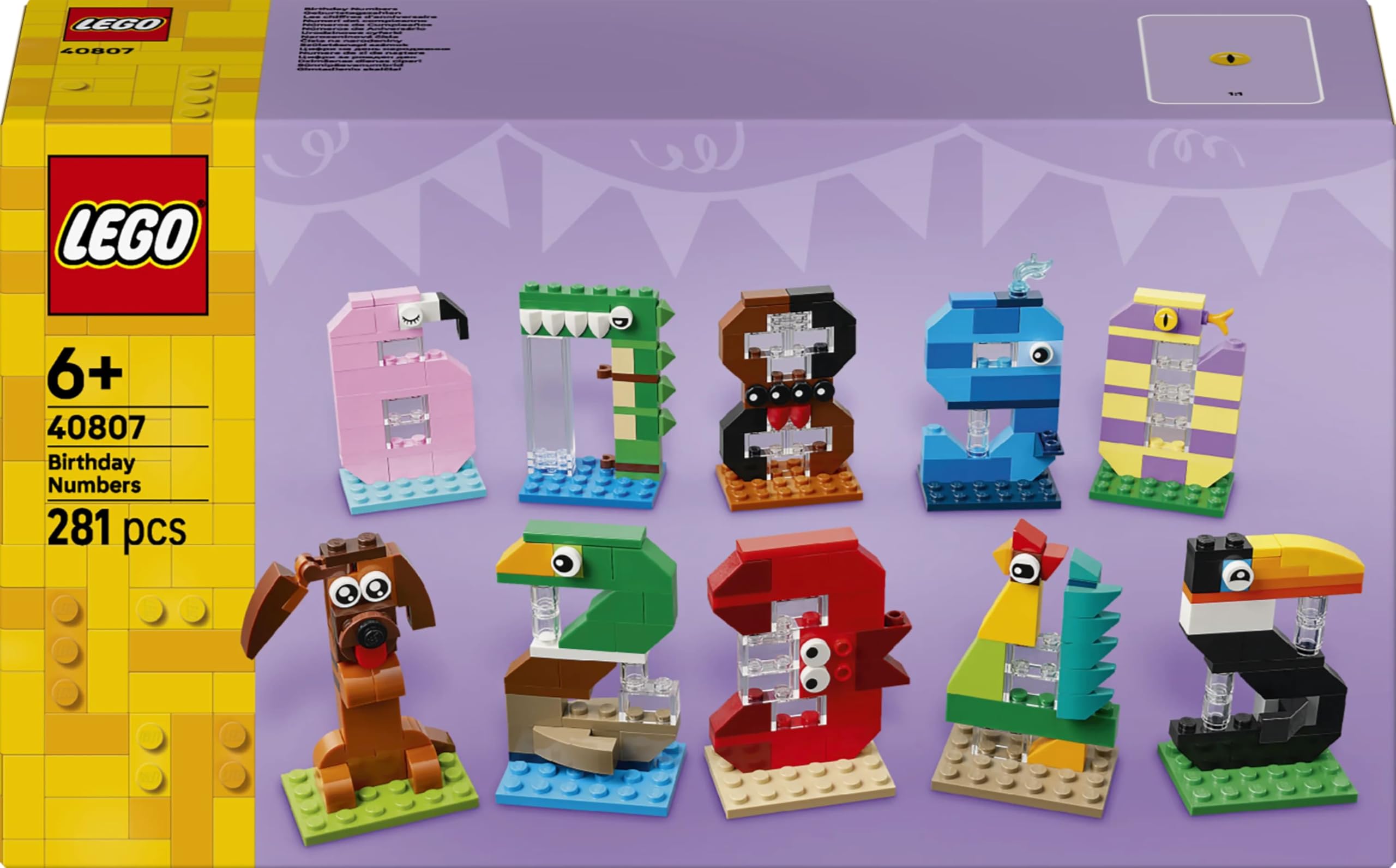 LEGO Birthday Numbers Cake Topper Set 40807 with 10 Animal Figures | Ages 6+ 6