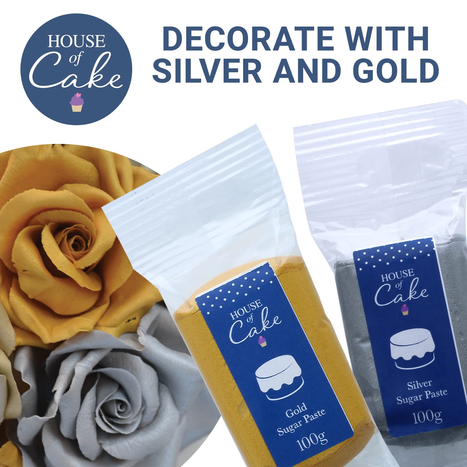 House of Cake Metallic Silver Edible Sugar Paste Fondant Icing | 100g 6
