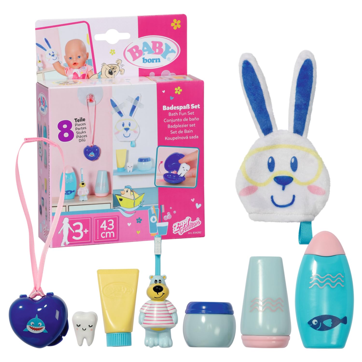 BABY born Bath Fun Set - 8 Accessories for Dolls up to 43cm | Ages 3+