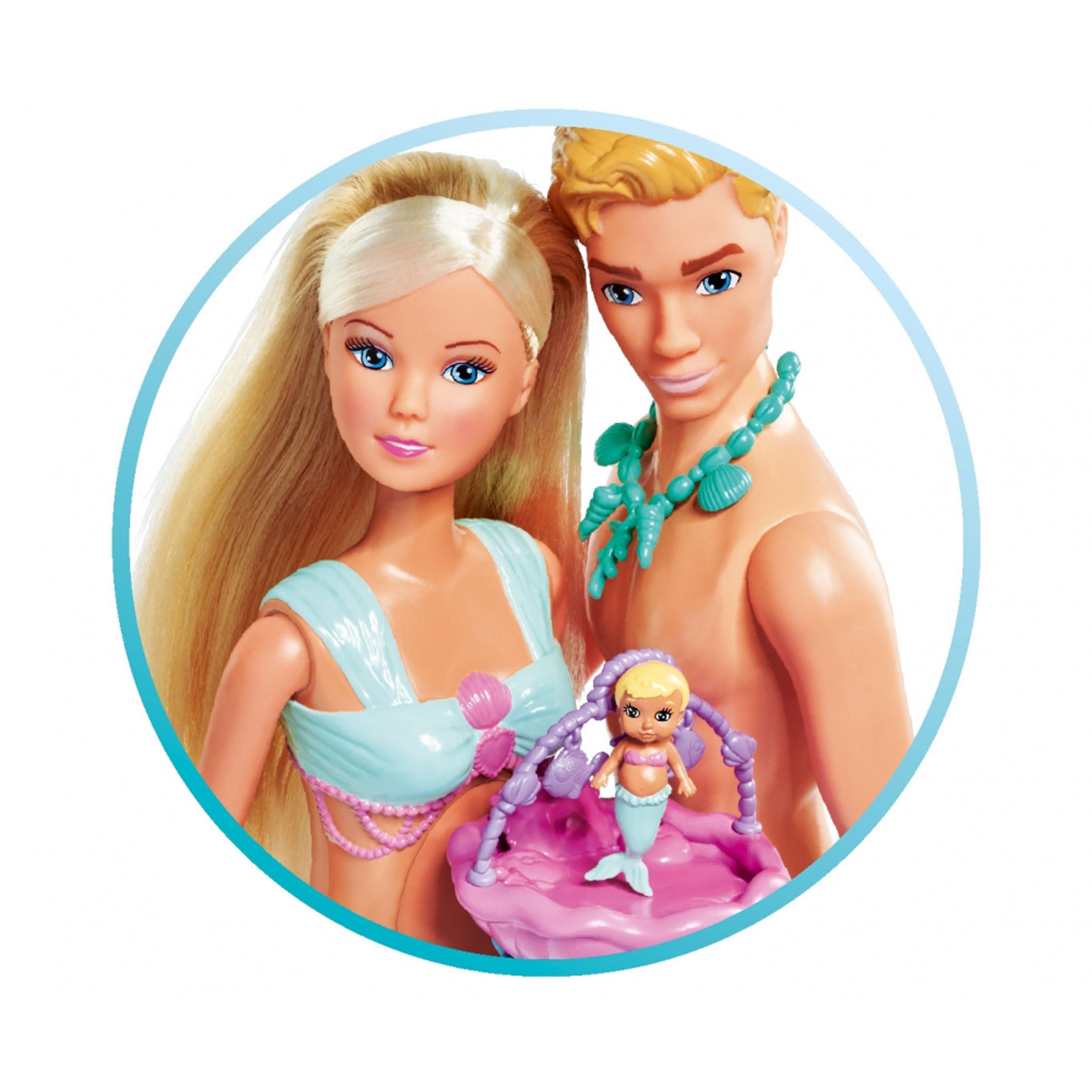 Simba Steffi Love Mermaid Family Doll Set with Kevin Mermaid and Baby | 29 cm | Ages 3+ 3