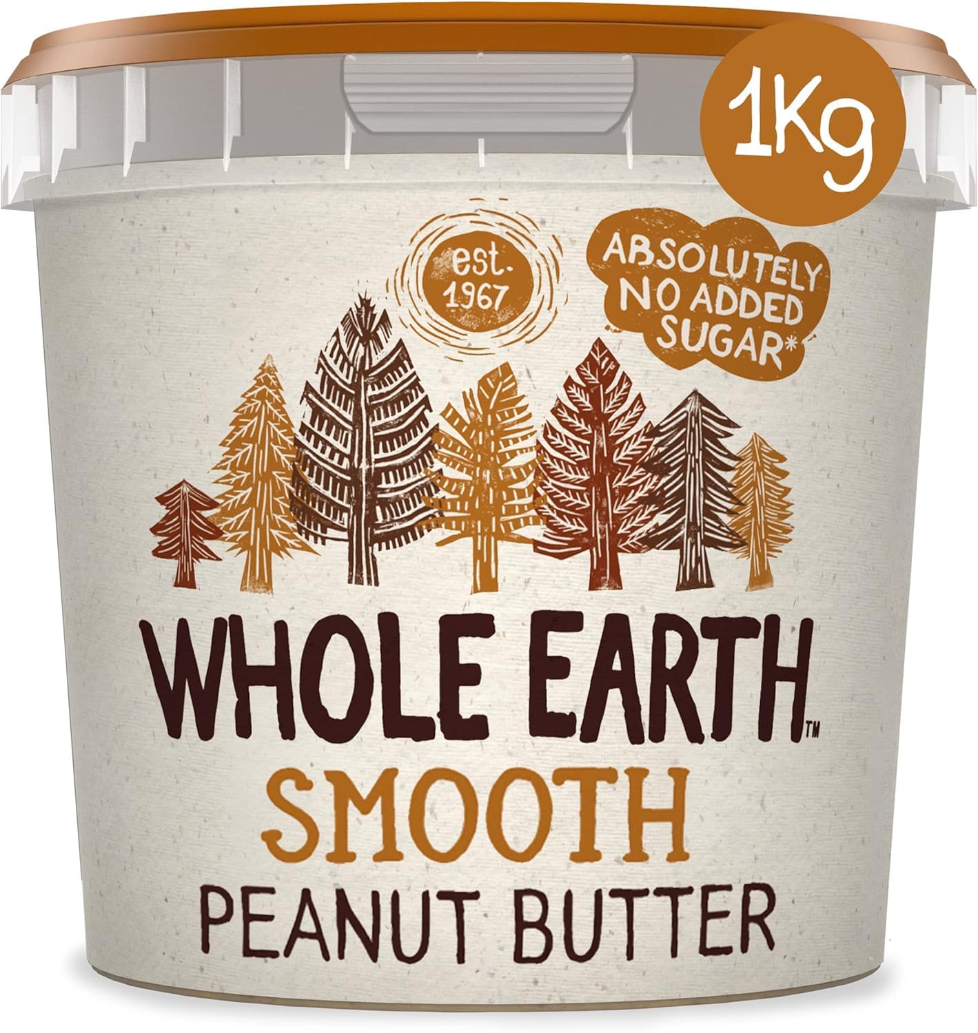Whole Earth Smooth Erdnussbutter, ganz natürlich, ohne Zuckerzusatz, 1-kg-Becher 1