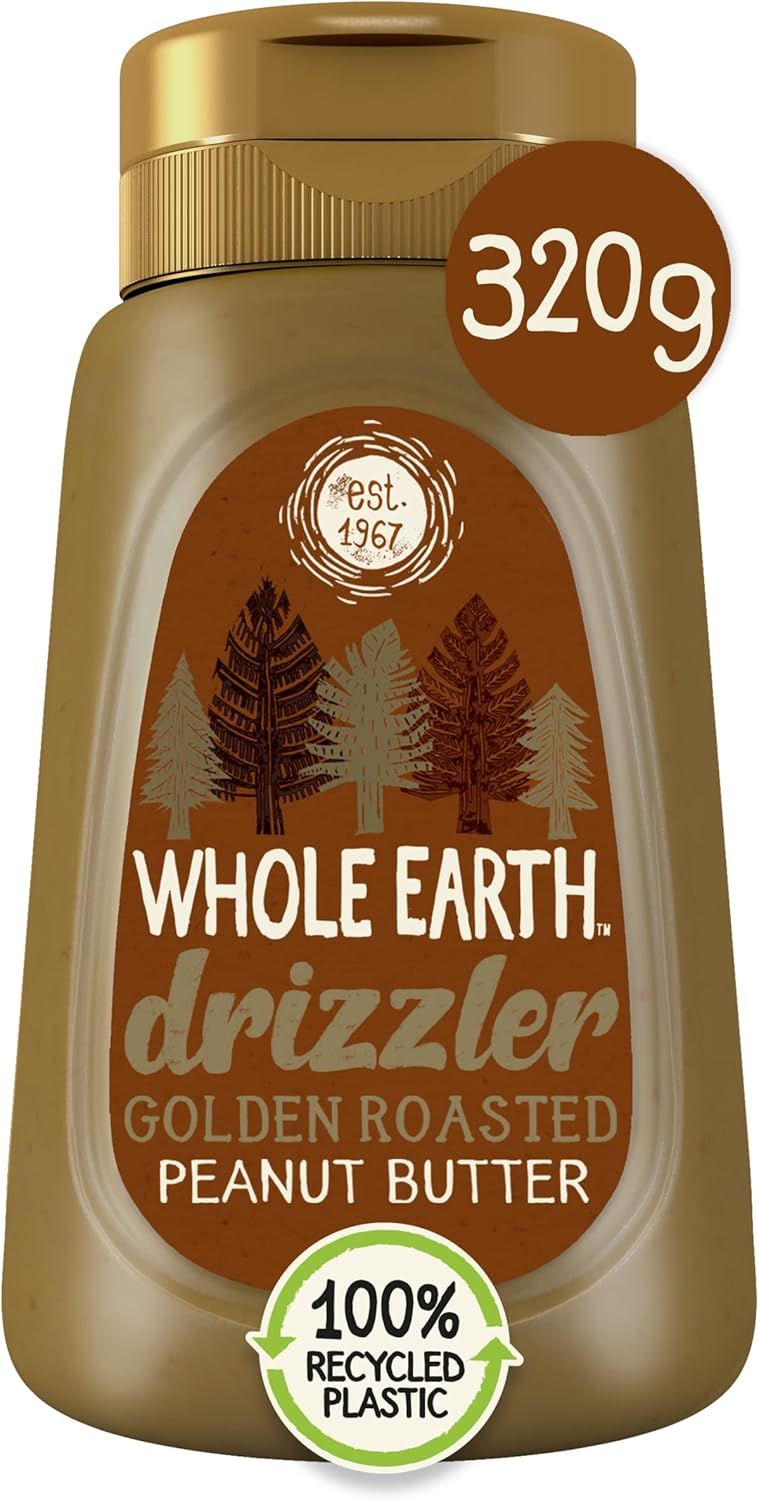 Whole Earth Drizzler Golden Roasted Peanut Butter - Super Smooth Squeezy Runny Nut Spread 1 x 320g