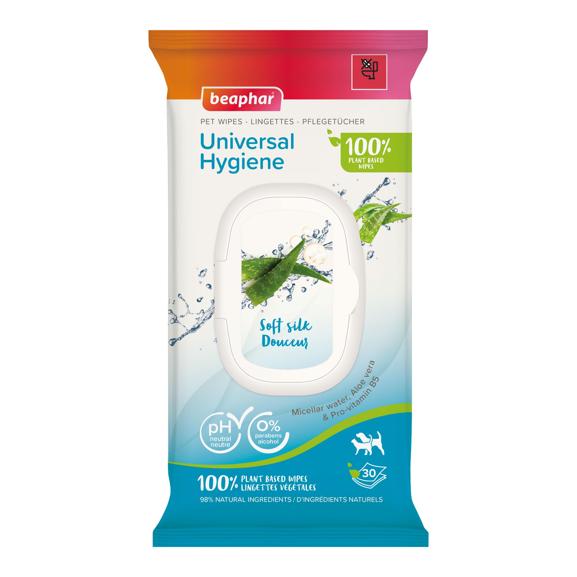 Beaphar Pet Wipes - Universal Hygiene for Cats & Dogs | 30 Count | Plant-Based