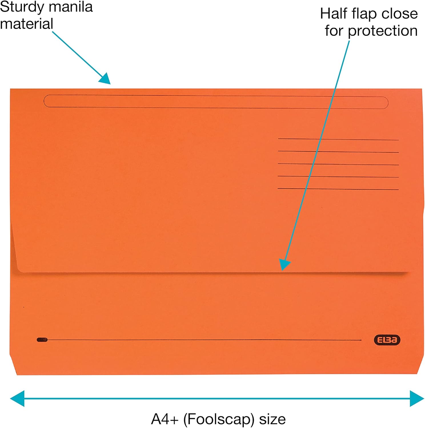 Elba Foolscap Document Wallet, Assorted Colours, Pack of 10 Folders 3
