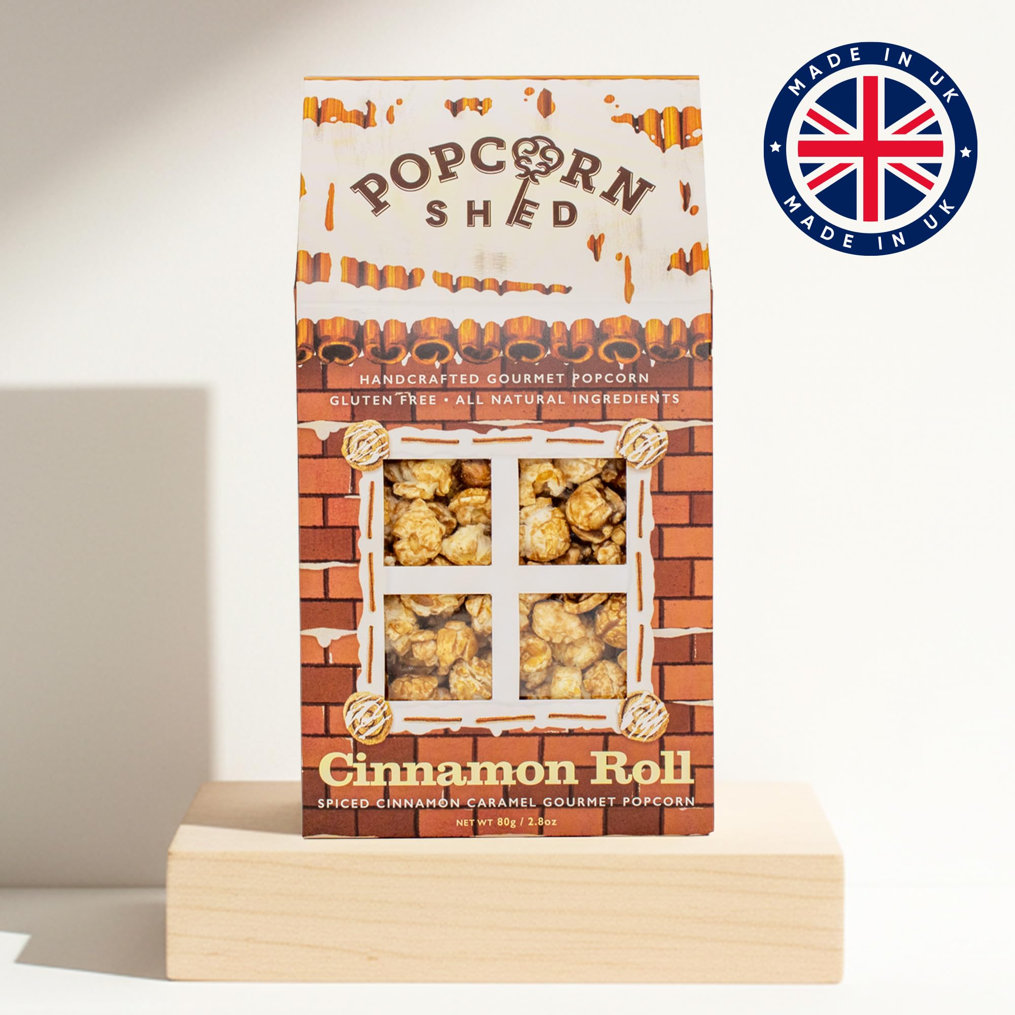 Popcorn Shed Cinnamon Roll Gourmet Popcorn - Sweet Cinnamon & Buttery Icing Sugar | 80g 3