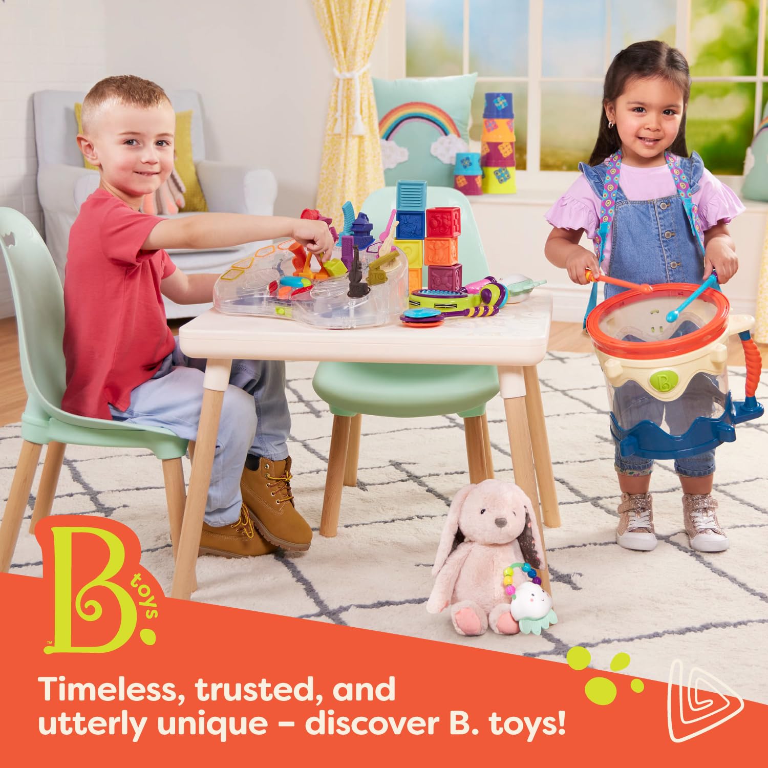 B. toys Whacky Ball - Pounding Toy with 4 Colorful Balls & Hammer for Toddlers 6