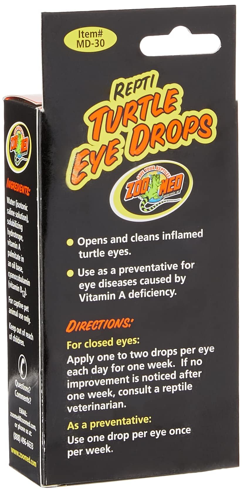 Zoo Med Repti Turtle Eye Drops for Reptiles and Turtles | Vitamin A Deficiency Prevention | 64 ml 3