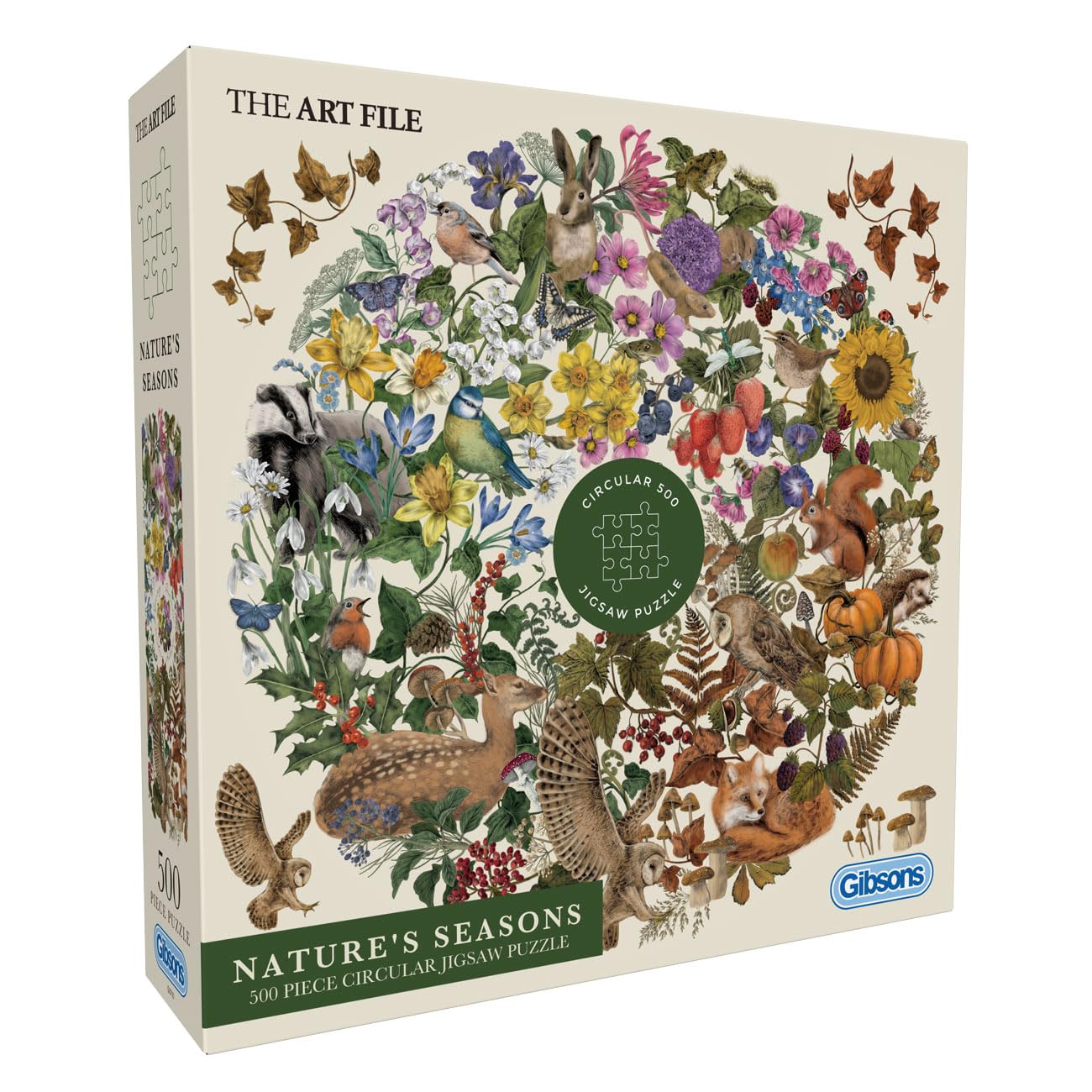 Gibsons The Art File Nature’s Seasons 500 Piece Circular Jigsaw Puzzle | 49 cm Diameter