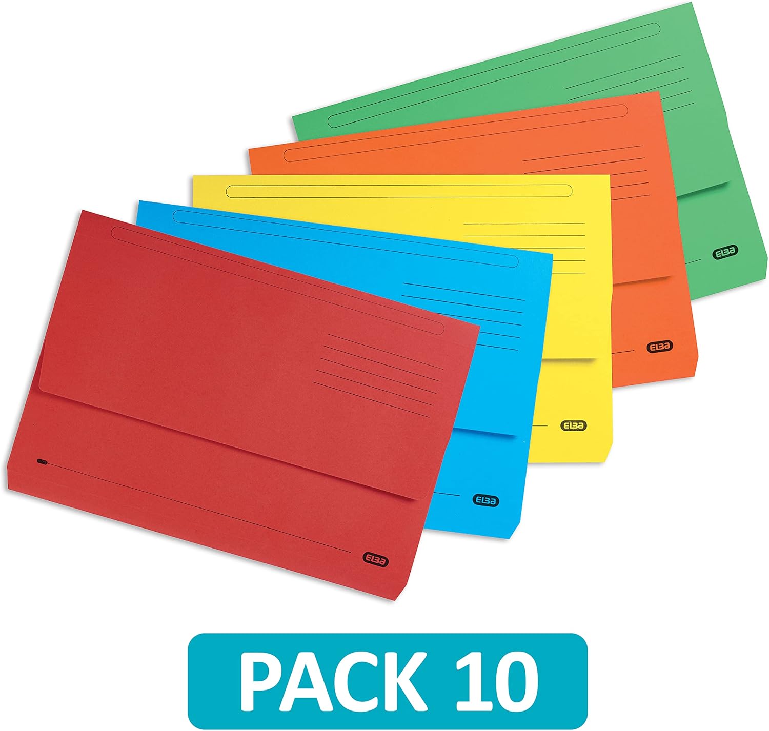 Elba Foolscap Document Wallet, Assorted Colours, Pack of 10 Folders 4