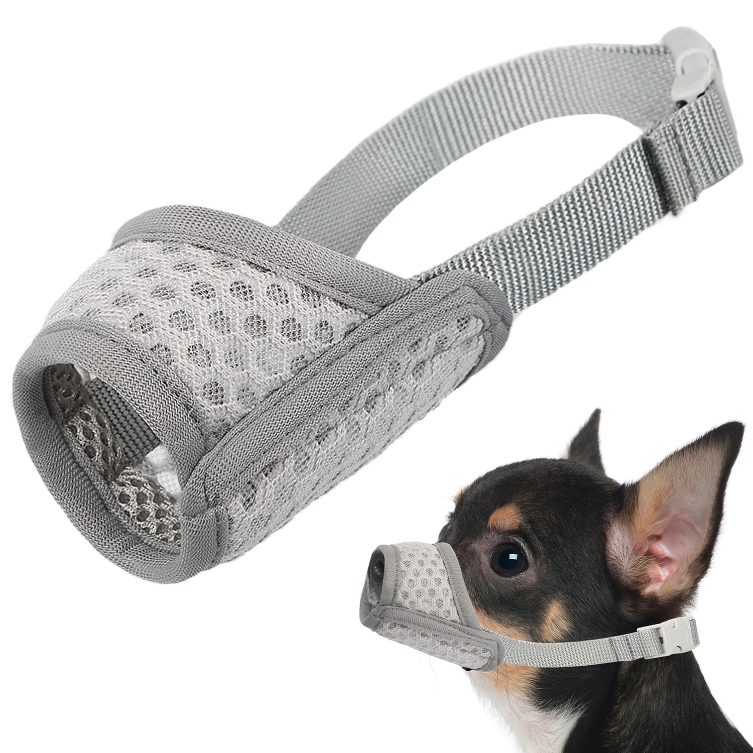 Mayerzon Soft Mesh Dog Muzzle - Breathable, Adjustable, Prevents Biting & Chewing | XXS Size 1