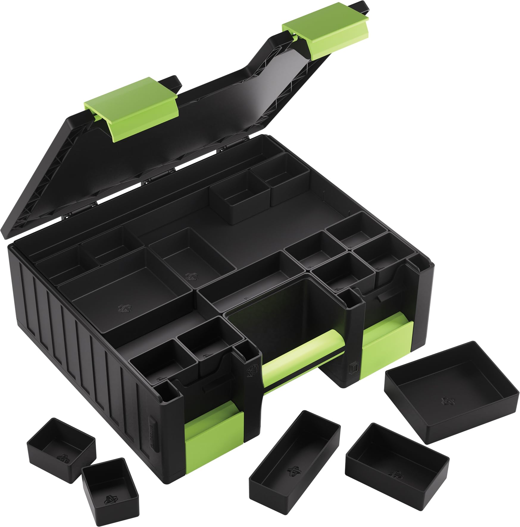 Gamegenic Game Castle Black/Green | Storage for 600 Double-Sleeved Cards & 19 Token Trays 4