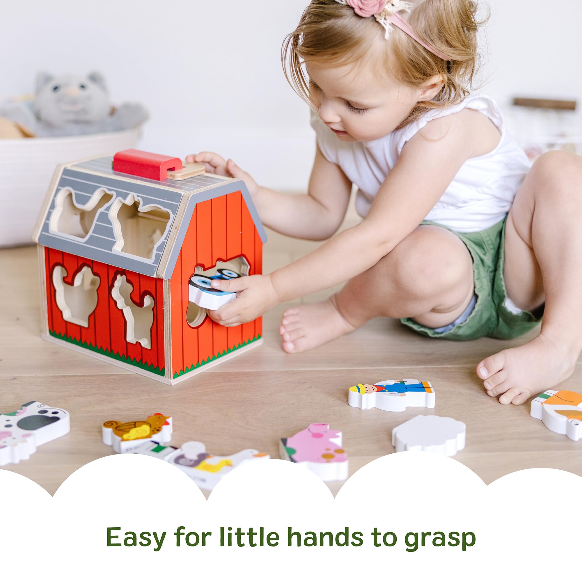 Melissa & Doug Wooden Take-Along Sorting Barn | 10 Chunky Farm Pieces | Ages 2+ 6