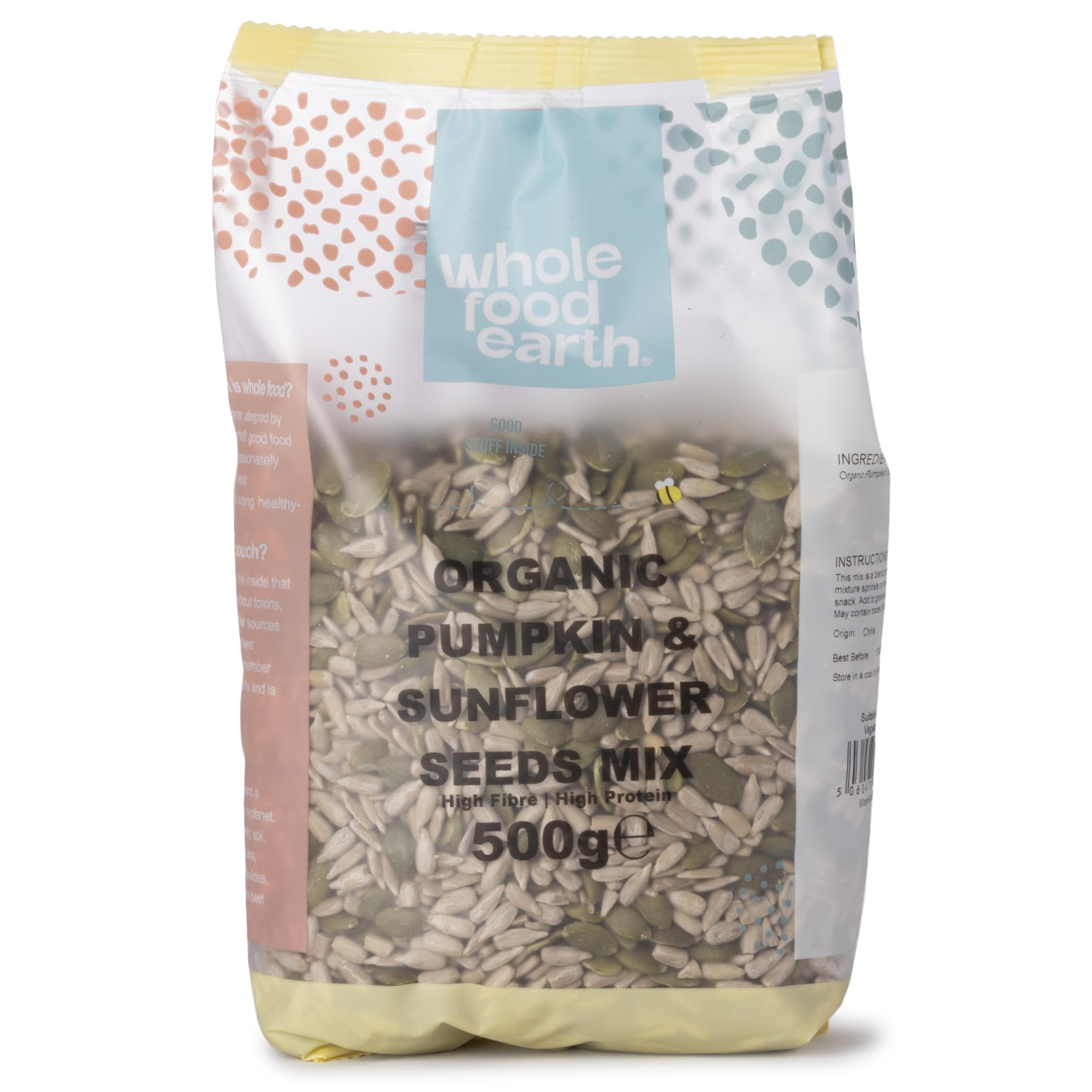 Wholefood Earth Organic Pumpkin & Sunflower Seeds Mix Raw | 500g | GMO Free