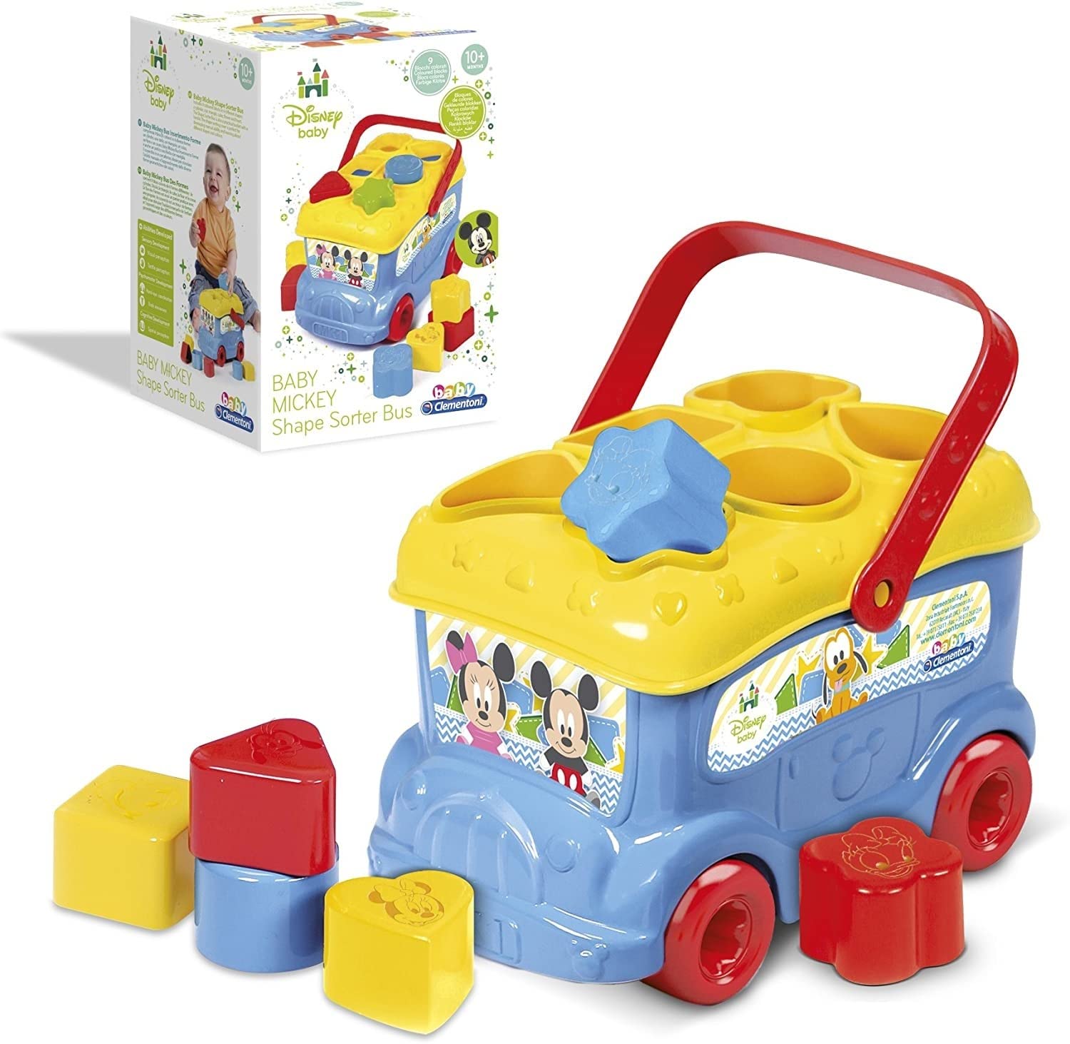 Clementoni Disney Mickey and Friends Shape Sorter Bus - Educational Toy for Toddlers 10m+ 6