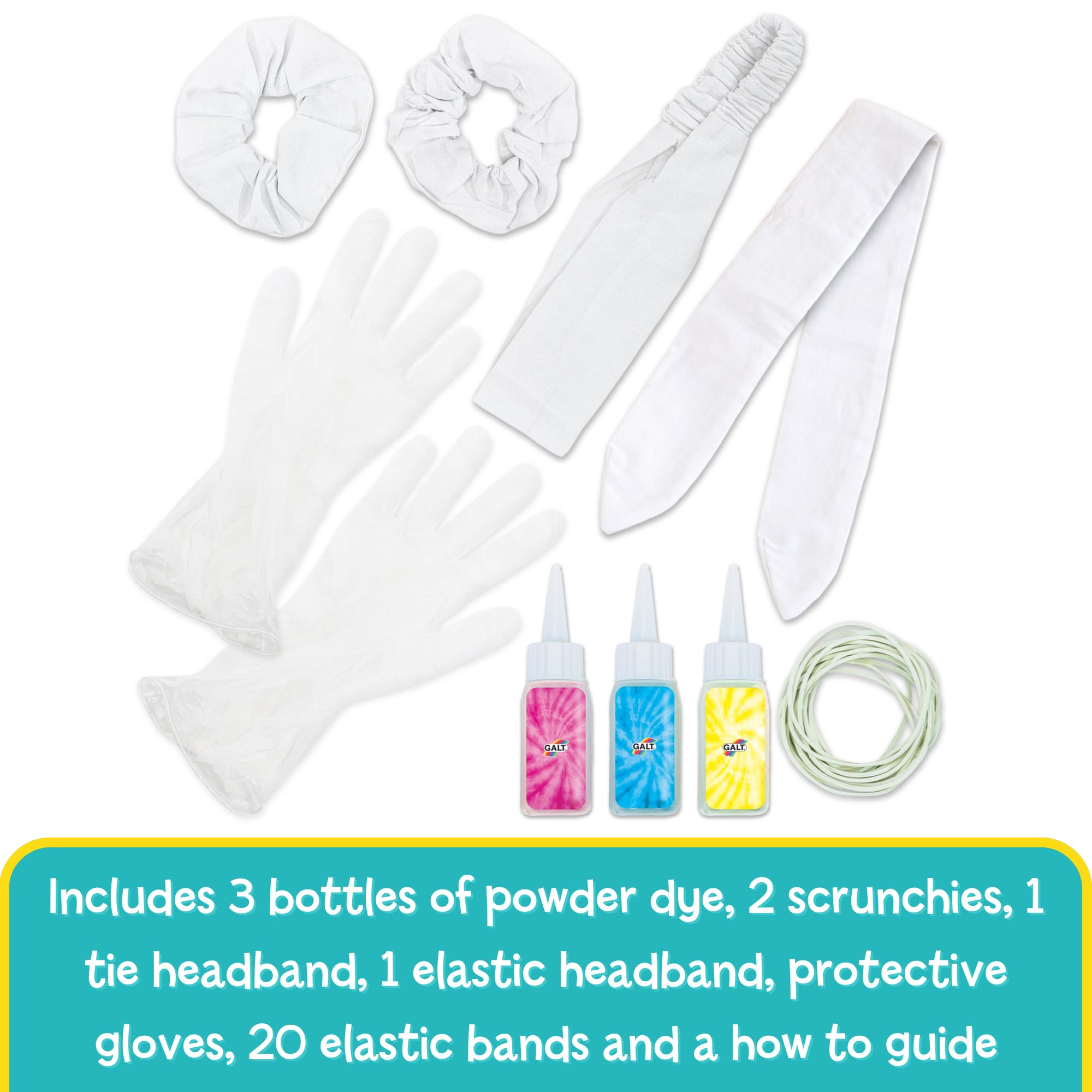 Galt Tie Dye Kit for Kids - Fashion Craft Set with 4 Hair Accessories | Ages 5+ 4