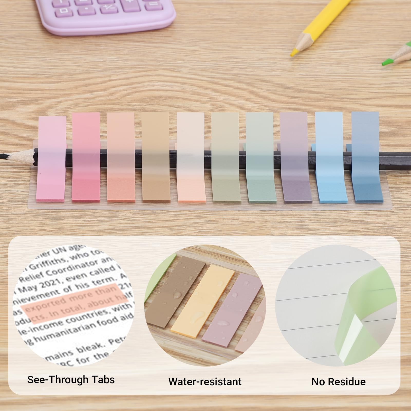 Euvqunn 1400 Pcs Sticky Tabs - 70 Colors Translucent Index Tabs | 1.73 x 0.43 in