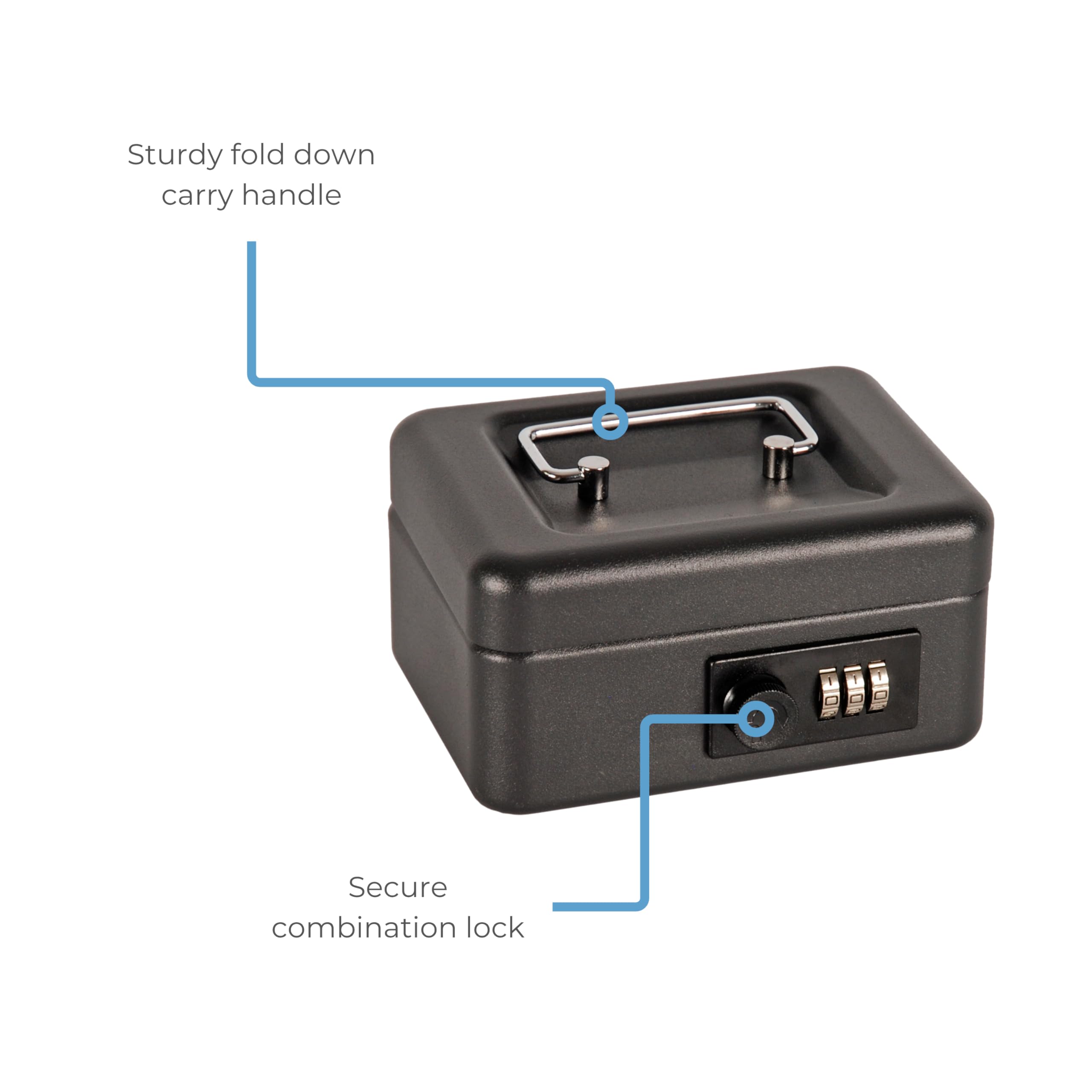Cathedral Products 6 Inch Steel Cash Box with Combination Lock | Portable | Black 4