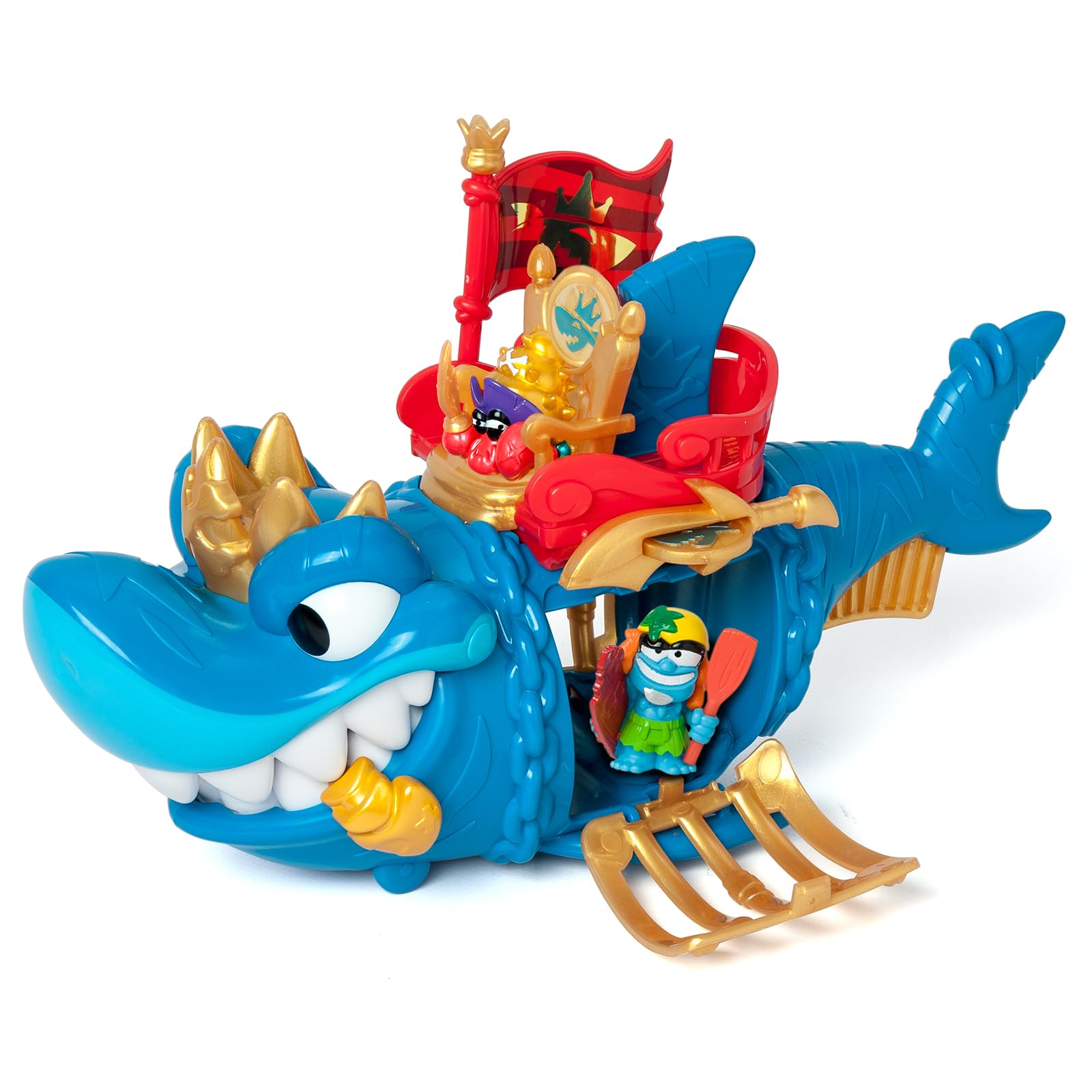PIRATIX ADVENTURE WORLD King Shark Playset - Articulated Shark with Capture Cage | Blue | Ages 3+ 4