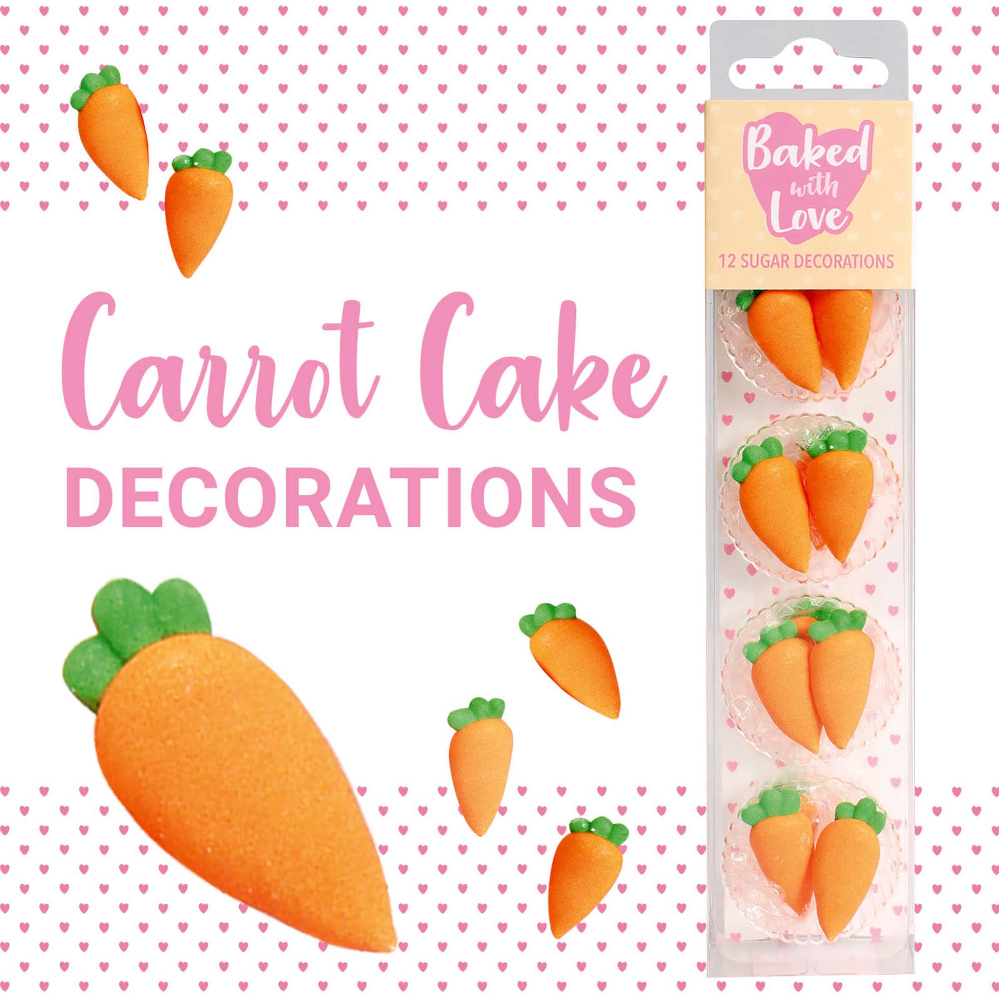Baked with Love Carrot Sugar Decorations - Pack of 12 | Handmade Royal Icing | Vegetarian & Coeliac Friendly 7