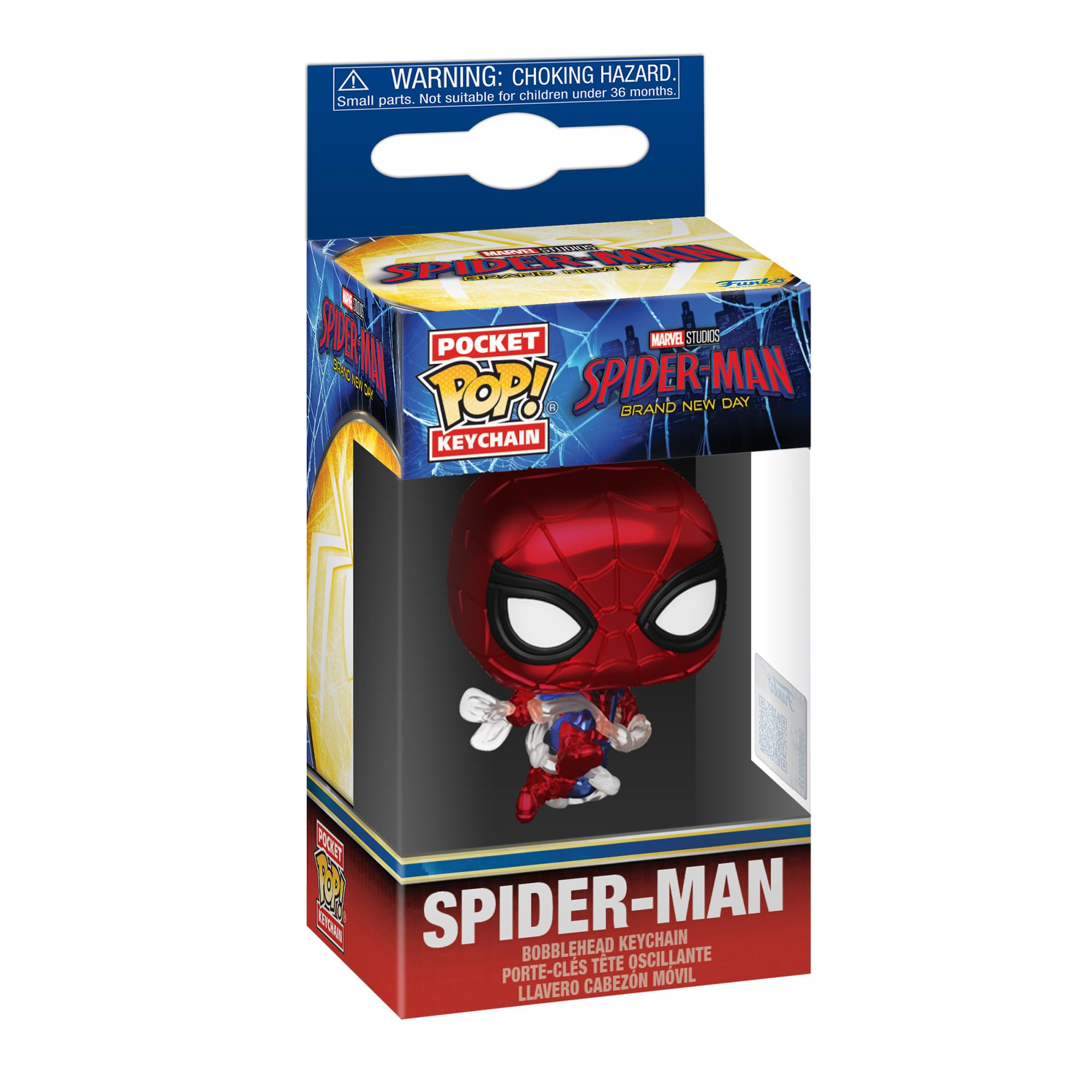 Funko Pop! Keychain - Marvel Spider-Man Day Spider-Man Metallic Vinyl Figure 4.63-in