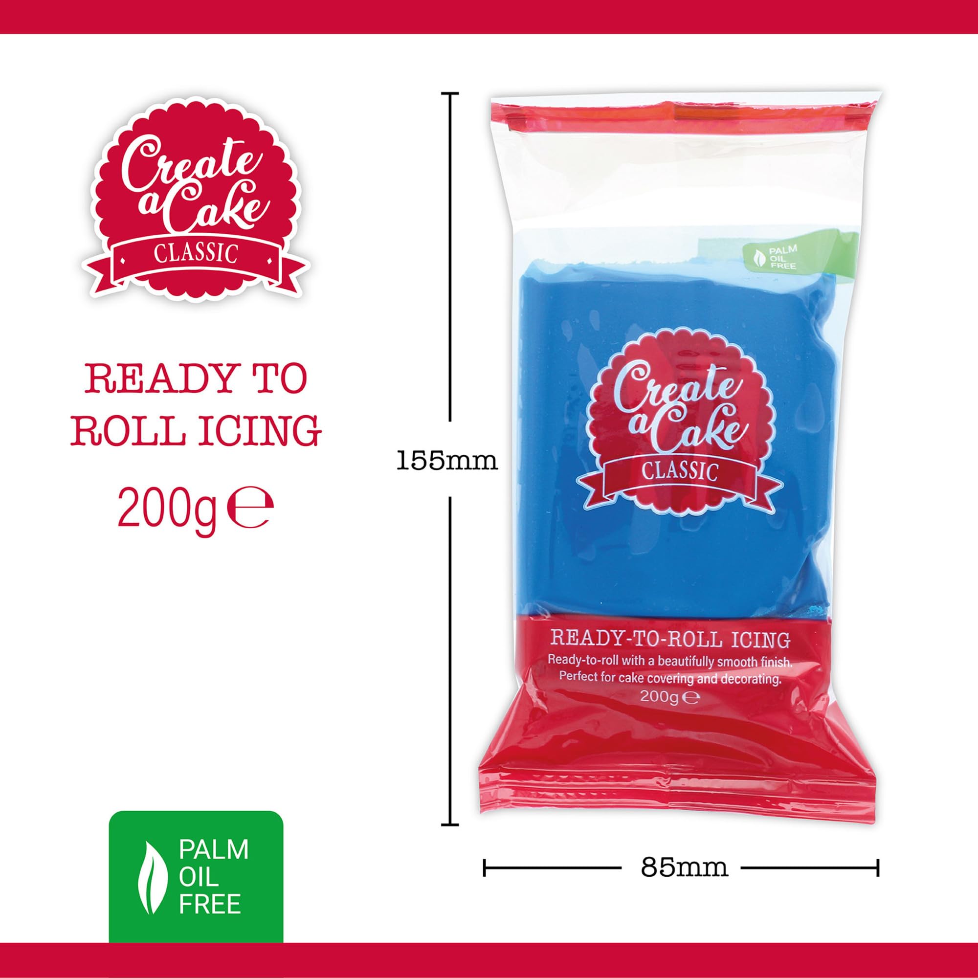 Create A Cake Ready To Roll Icing - Blue Fondant Sugar Paste | 200g | Palm Free 3