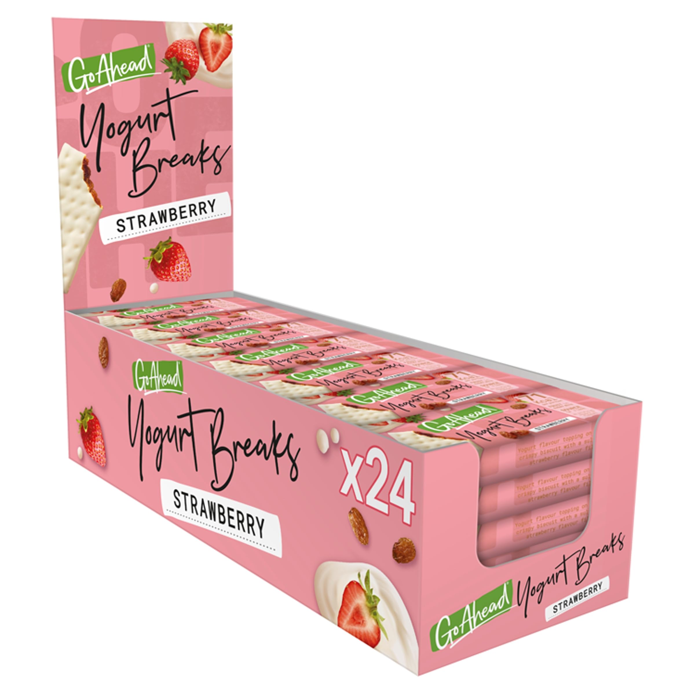 Go Ahead Yogurt Breaks Strawberry Biscuits Twin Pack - 24 Packs of 2 Bars | Contains Fibre 4