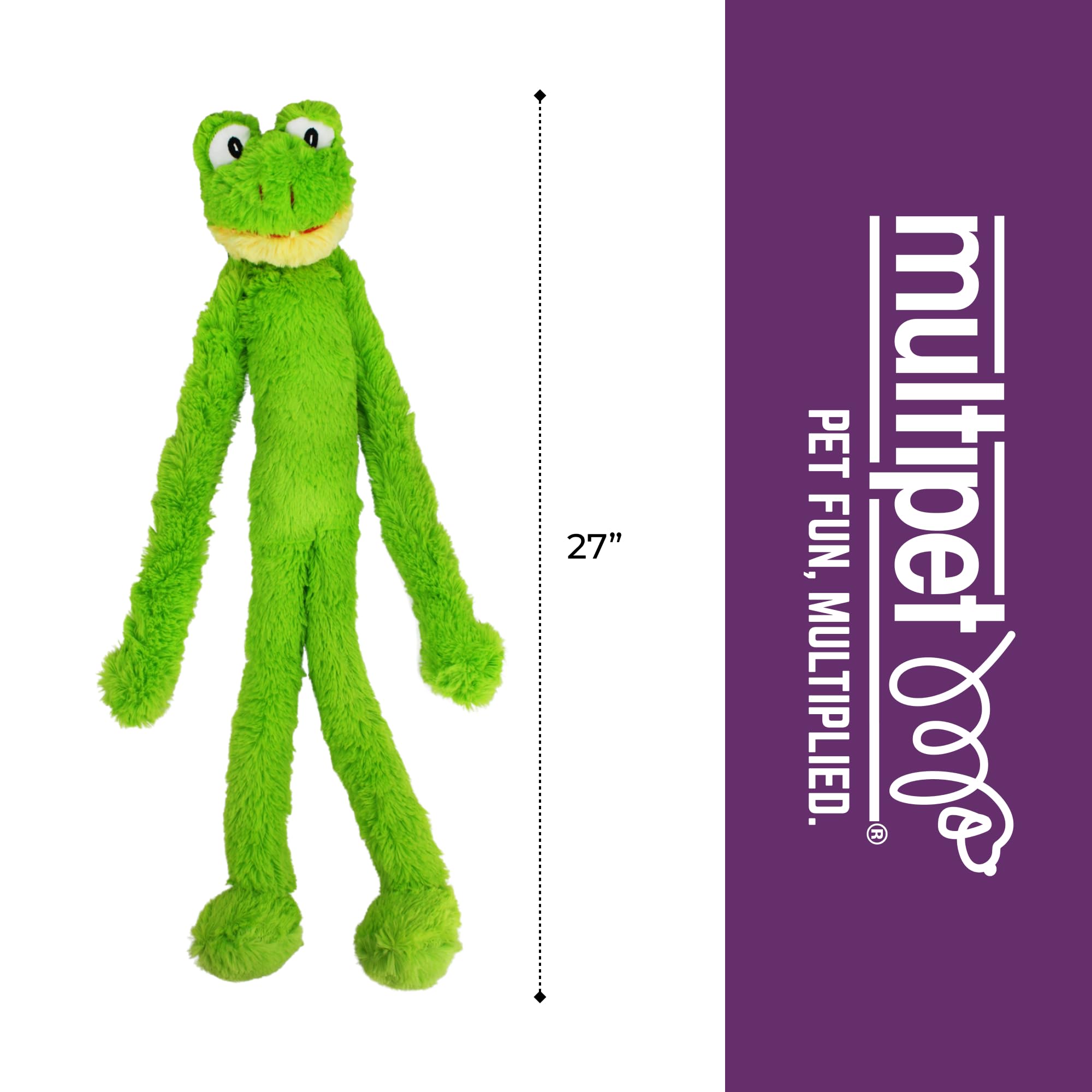 Multipet Swingin Slevin Frog Plush Dog Toy - XXL 27 Inch | Multiple Squeakers | Durable Plush 4