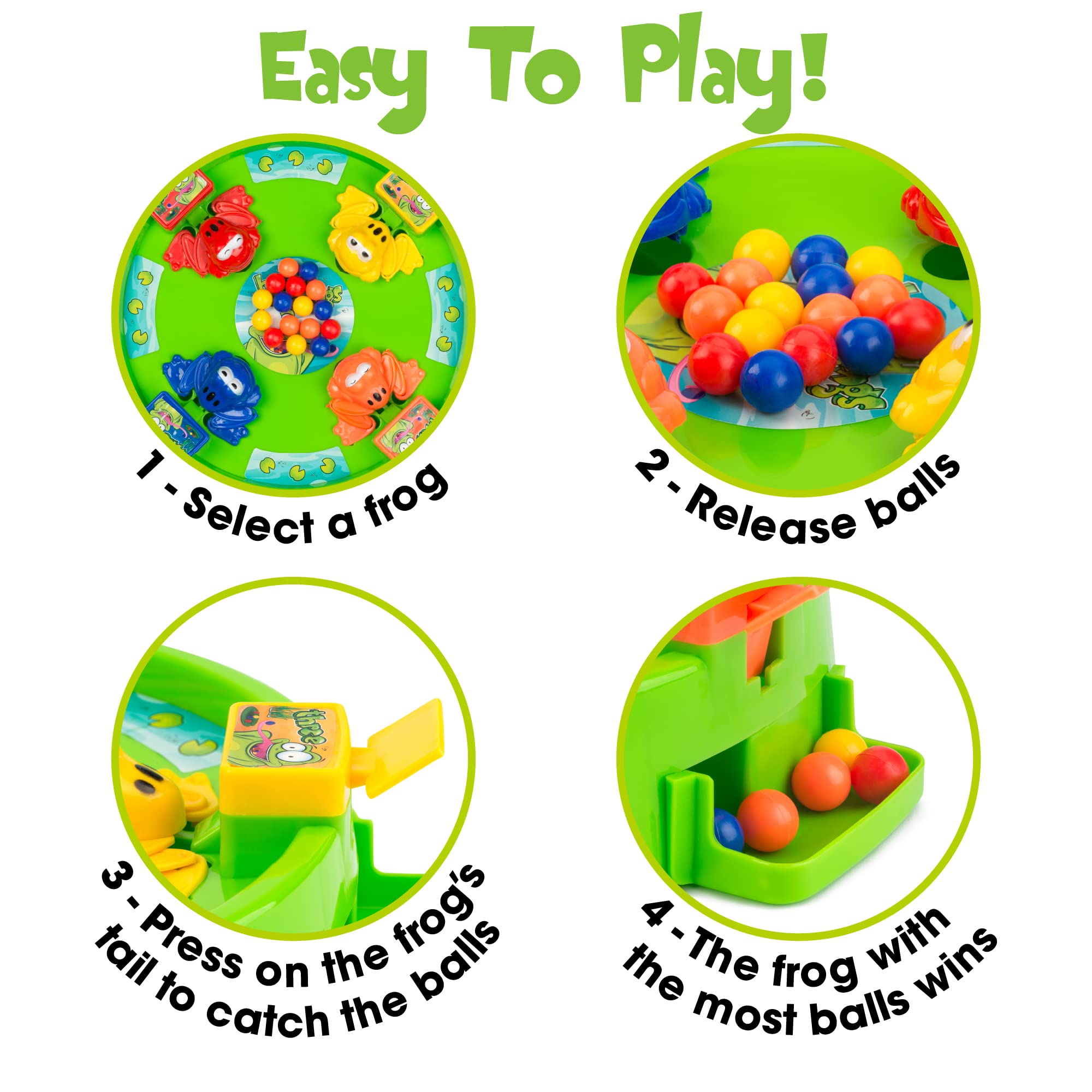 Toyrific Hungry Frogs Board Game - Classic 4 Player Family Game | Hand-Eye Coordination Builder | Ages 3+ 7