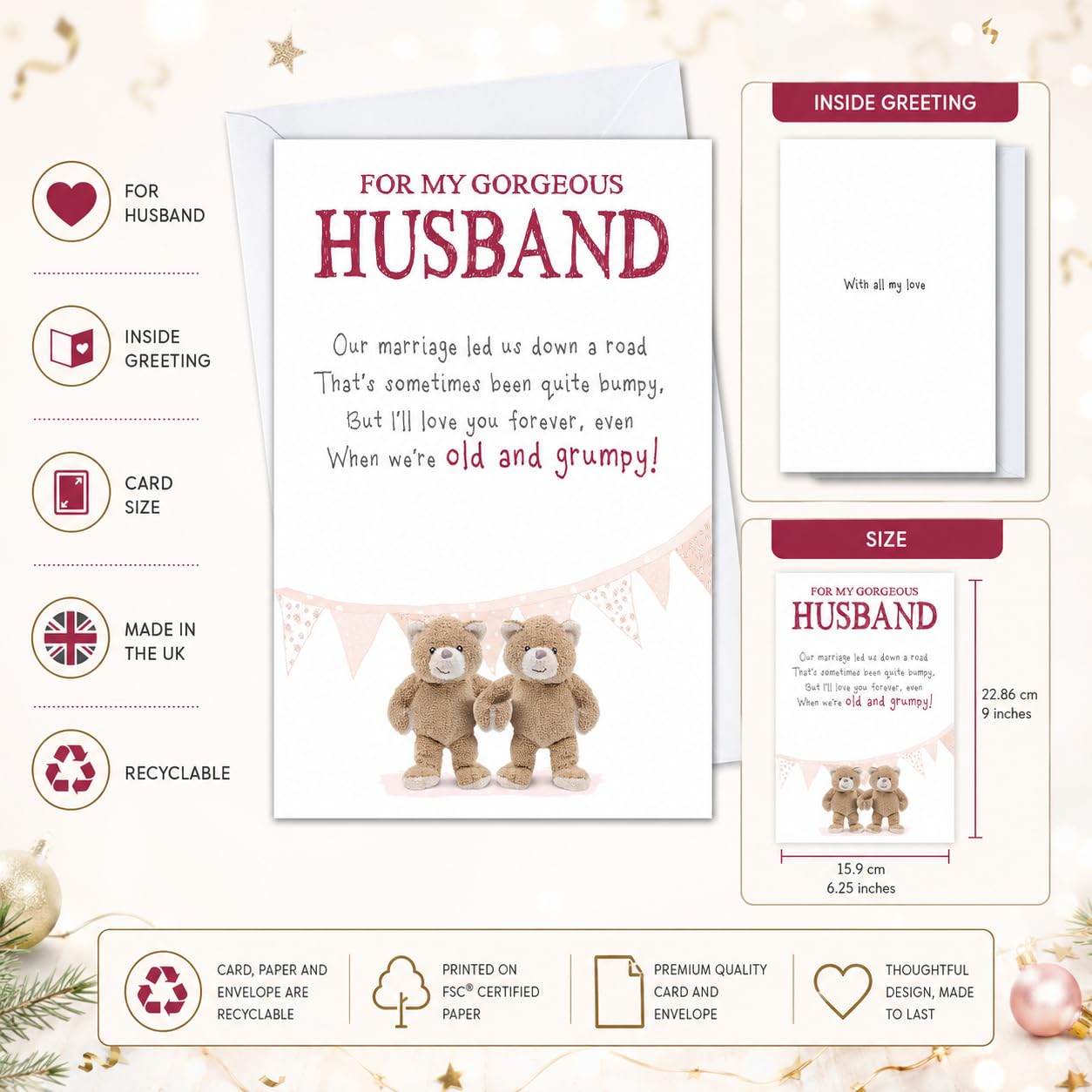 Emotional Rescue Grumpy Birthday Card - Husband | FSC Paper | Made in UK 6