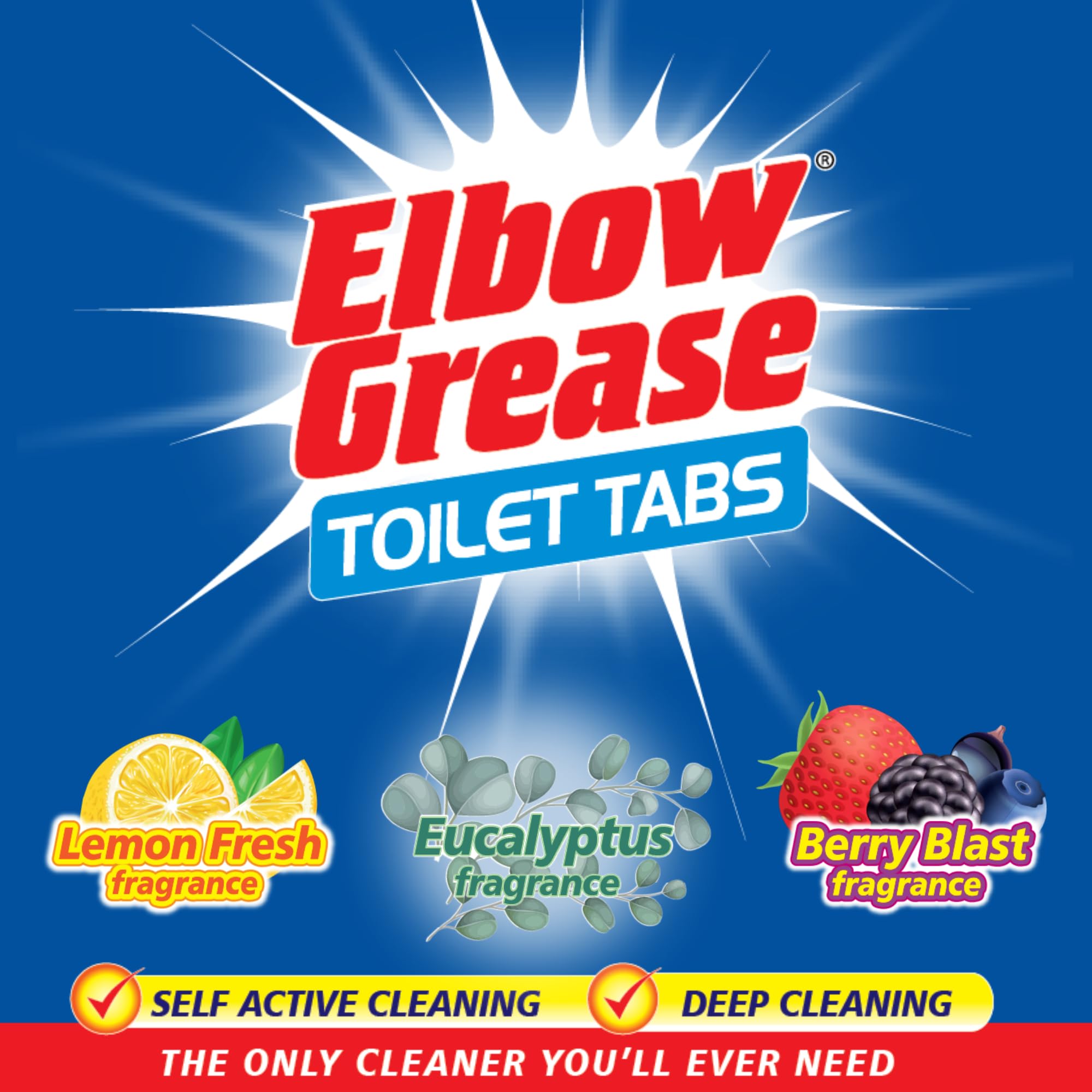 Elbow Grease Toilet Cleaner Tabs - Berry Blast | Removes 100% Limescale | 5 Count