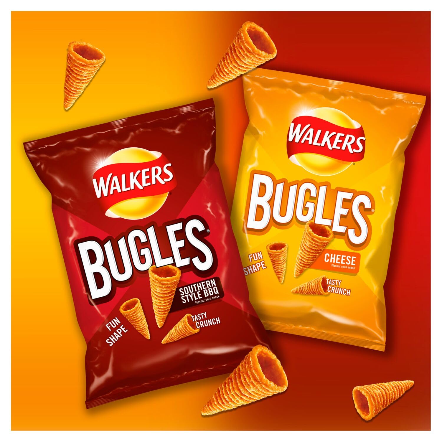 Walkers Bugles Cheese Sharing Snacks - Crunchy Corn Snack | 110g Multipack 3