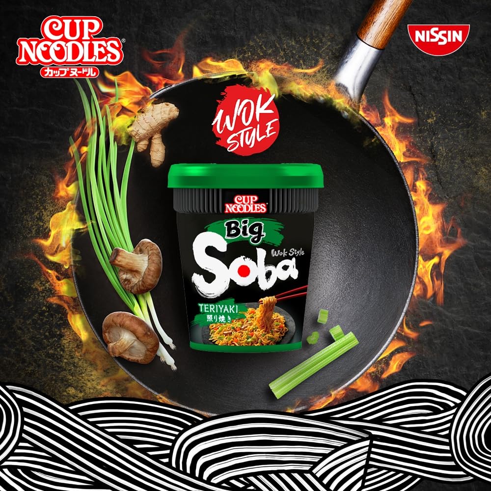 NISSIN Soba Big Teriyaki Instant Wok Style Noodles - Pack of 6 x 113g 5