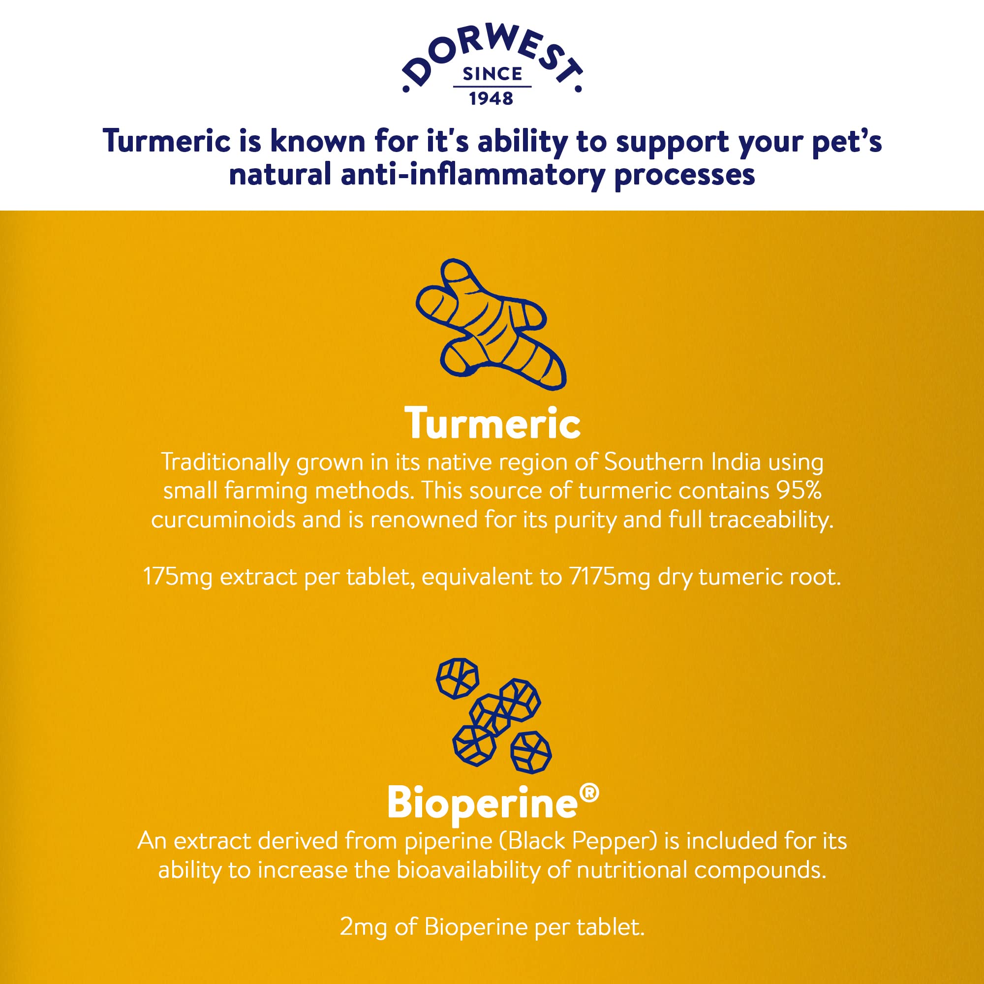 DORWEST HERBS Turmeric Tablets for Dogs and Cats - Joint Support with 95% Curcuminoids | 100 Tablets 6