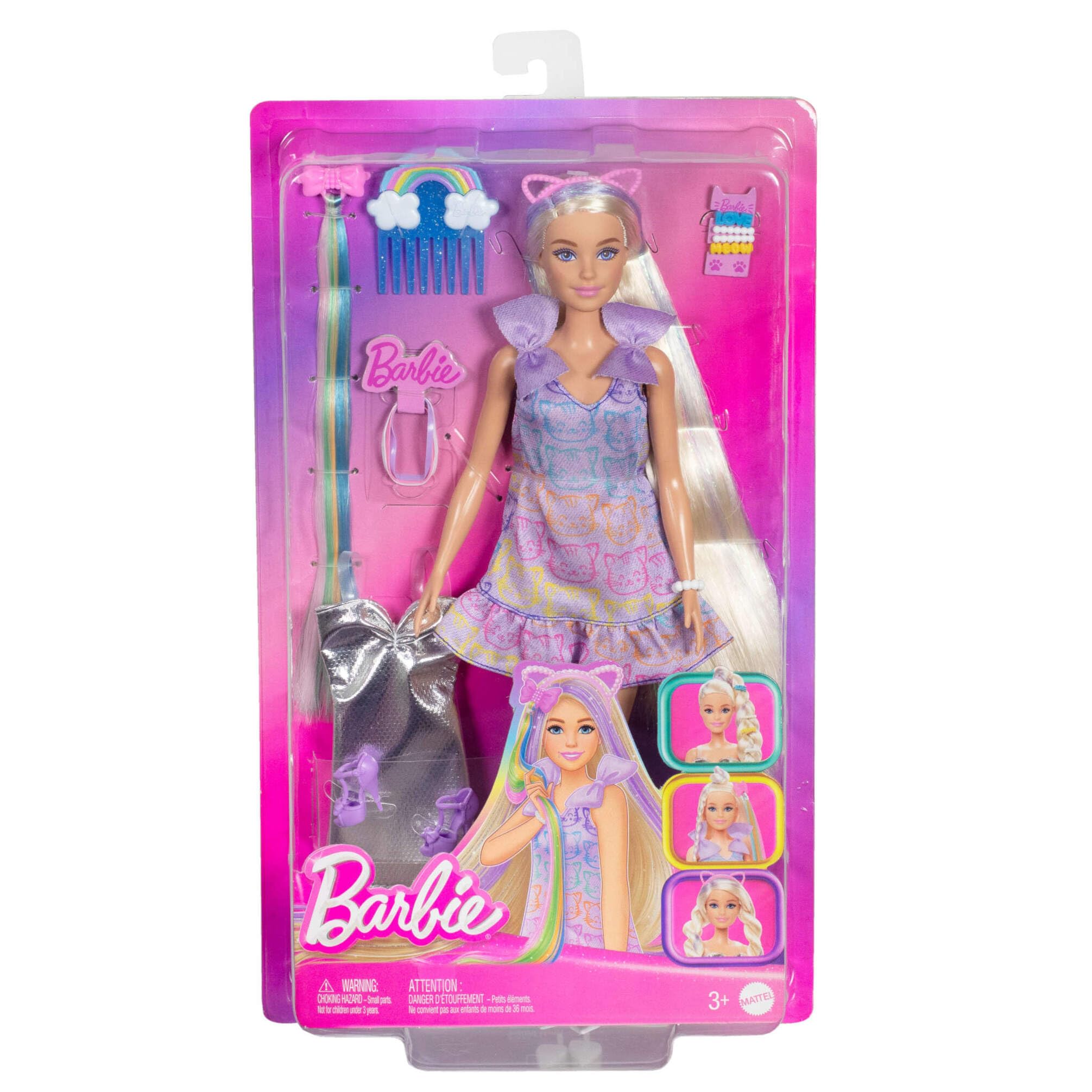 Barbie Fun & Fancy Doll with Extra-Long Blonde Hair, 2 Dresses, 2 Pairs of Shoes, 5 Styling Pieces 6