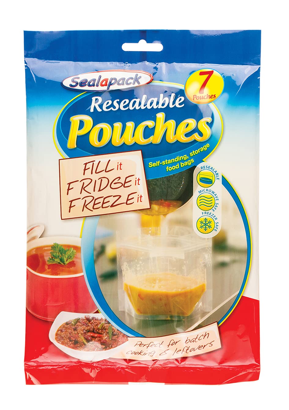 Sealapack Re-sealable Food Pouches - Medium Size, Microwave Safe, Reusable | Pack of 7 1