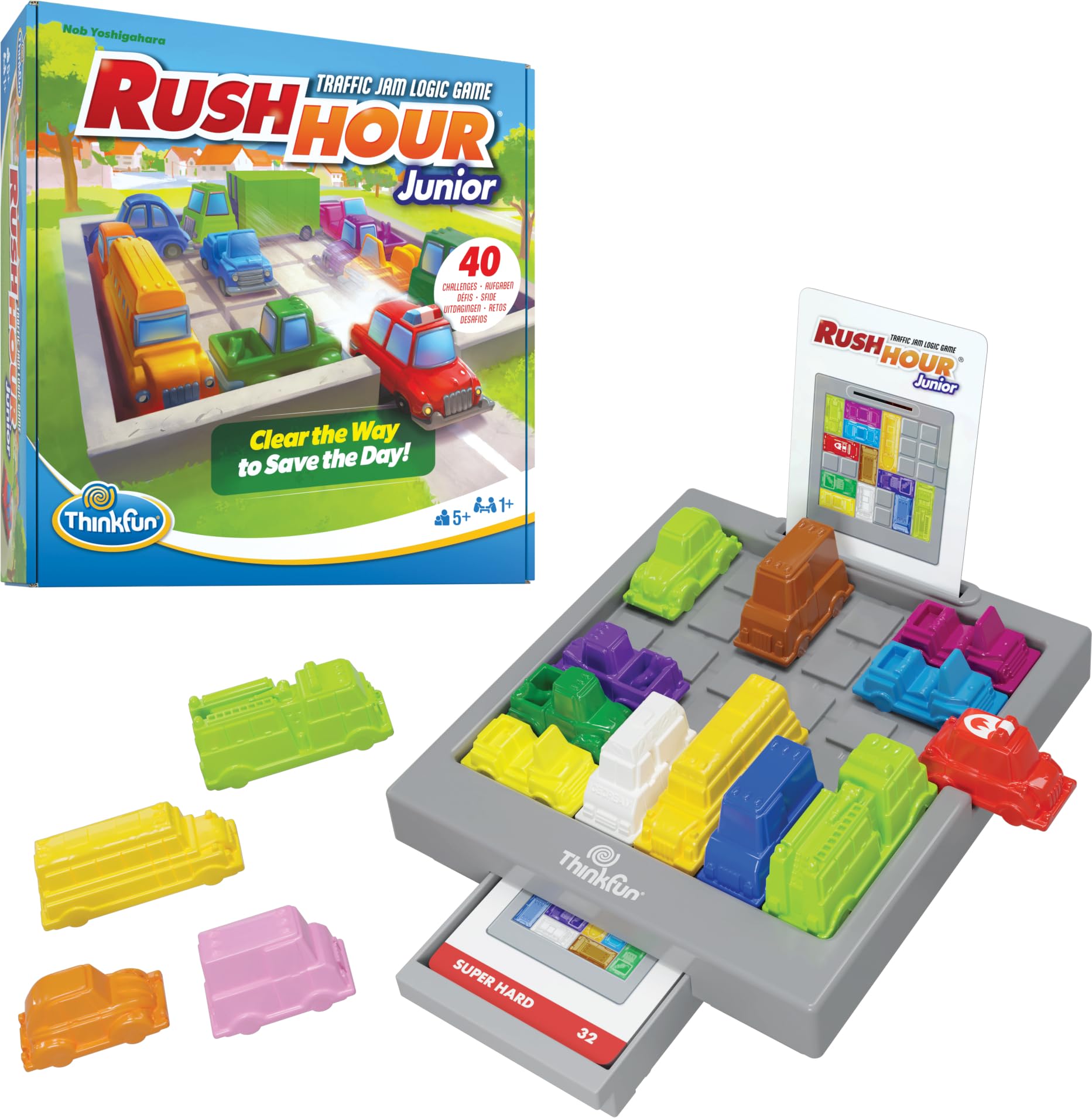ThinkFun Rush Hour Junior - Traffic Jam Logic Game | Ages 5+ | 1 Player | 40 Challenges