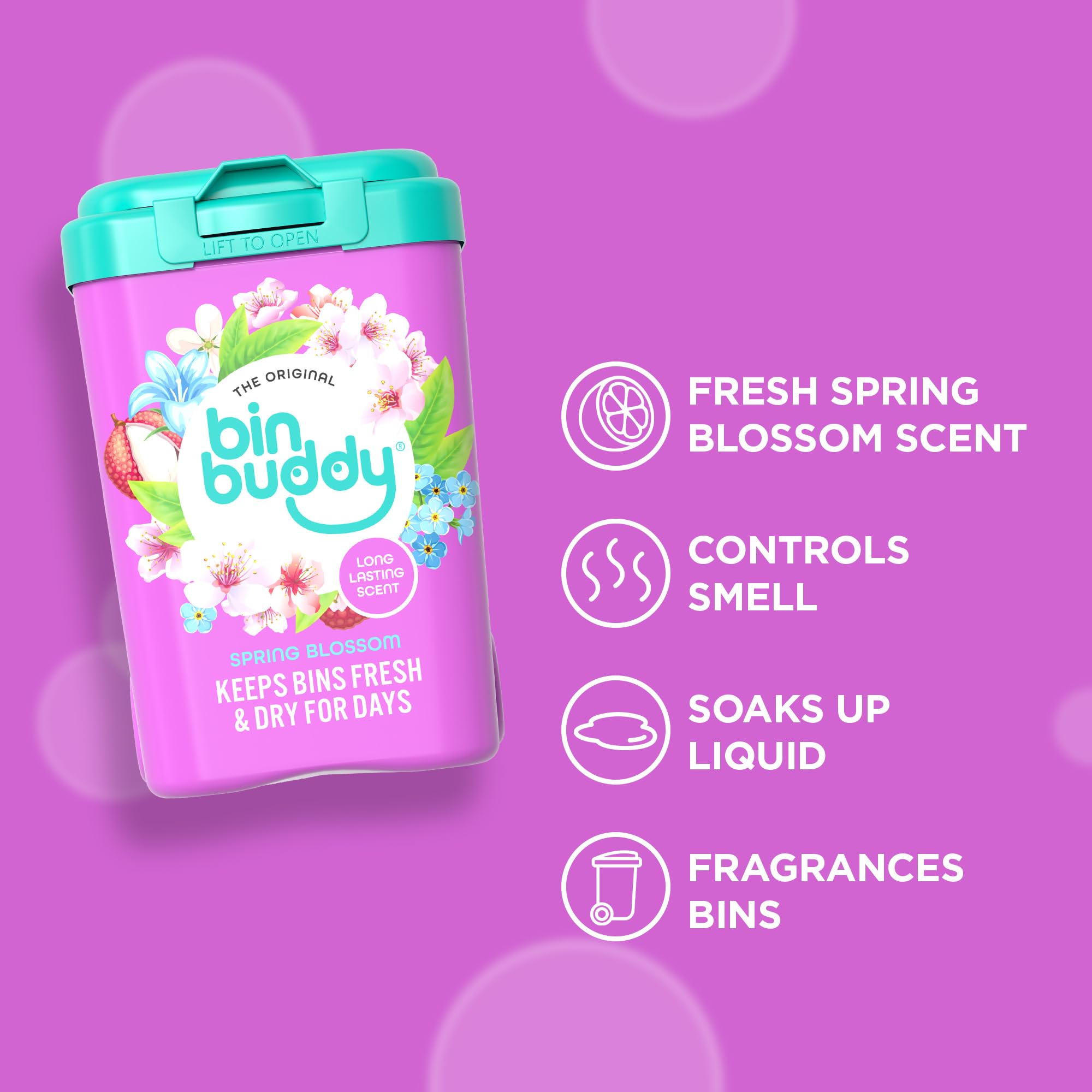 Bin Buddy Pink Grapefruit & Spring Flower Deodoriser Powder - 450g, Pack of 2 | Eliminates Odours 6