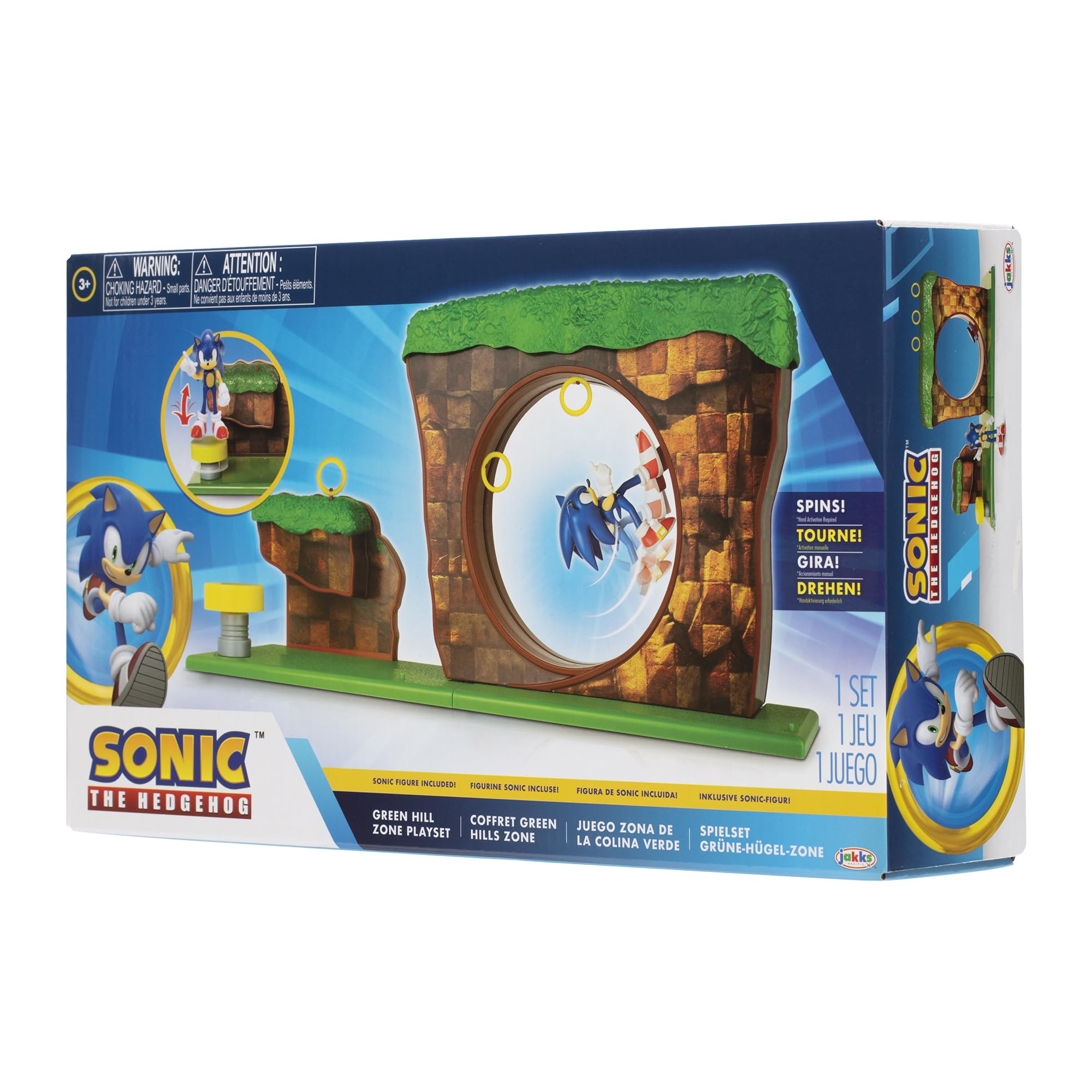 Sonic The Hedgehog Green Hill Zone Playset with 2.5” Sonic Action Figure | Working Spring Platform 7