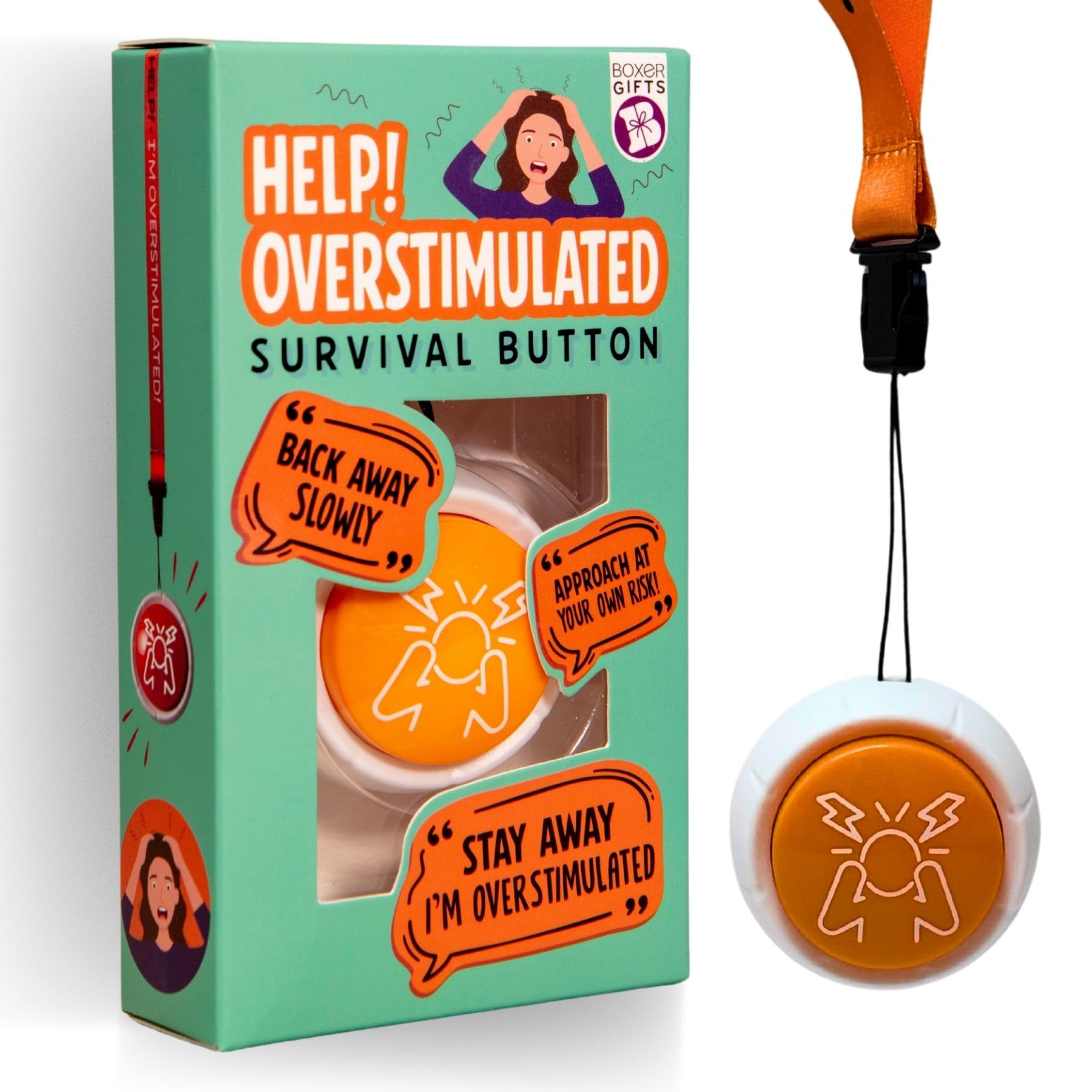 Boxer Gifts Overstimulated Novelty Survival Button - Gag Gift for Adults | Multicolor | Plastic