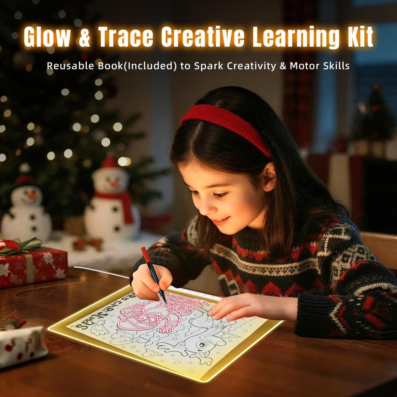 Ortizan LED Drawing Board - 13 Light Modes, Large Acrylic Surface | 35x25cm | Scratch Resistant 8