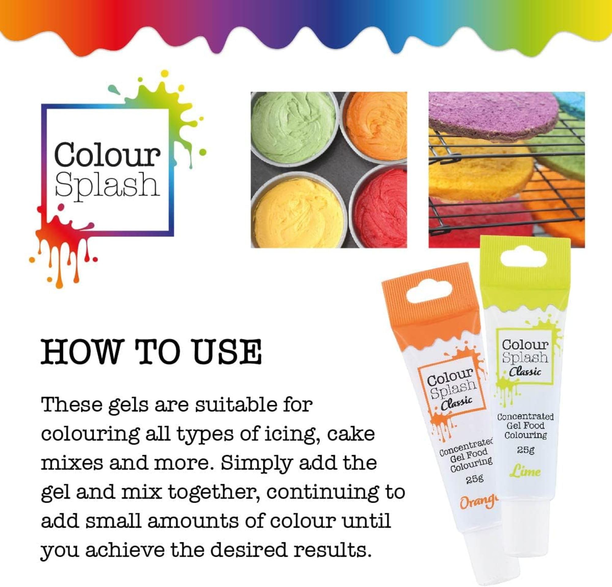 Colour Splash Food Colouring Gels - Primary 5 Pack, Highly Concentrated for Cake Decorating 3