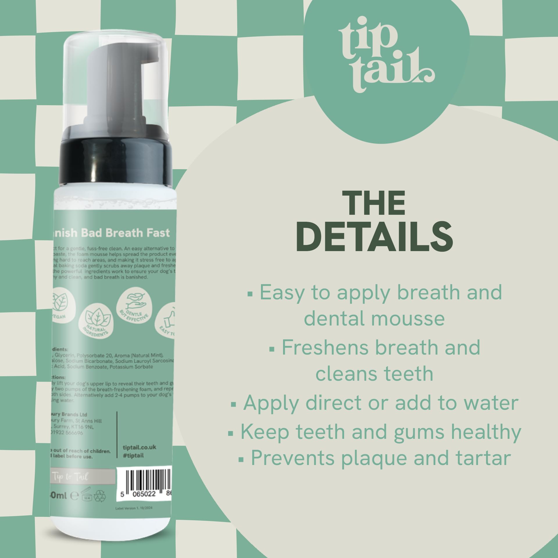 Tip Tail Puppermint Breath Blaster Dog Dental Mousse - Freshens Breath, Prevents Plaque | 200 ml 4