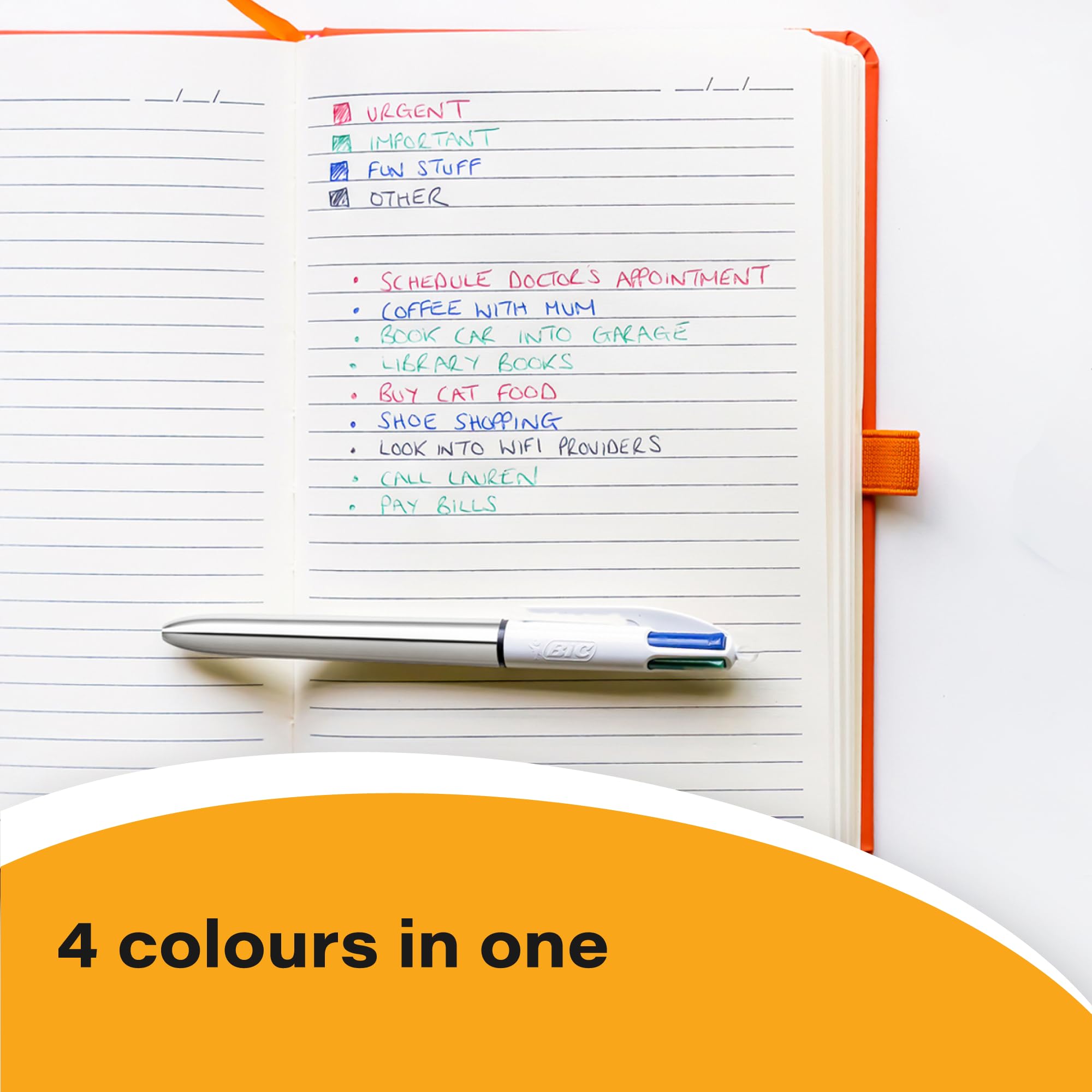 BIC 4 Colours Rose Gold Pen - Pack of 5 Multi-Colour Ballpoint Pens | 1.0mm Tip | Retractable 3