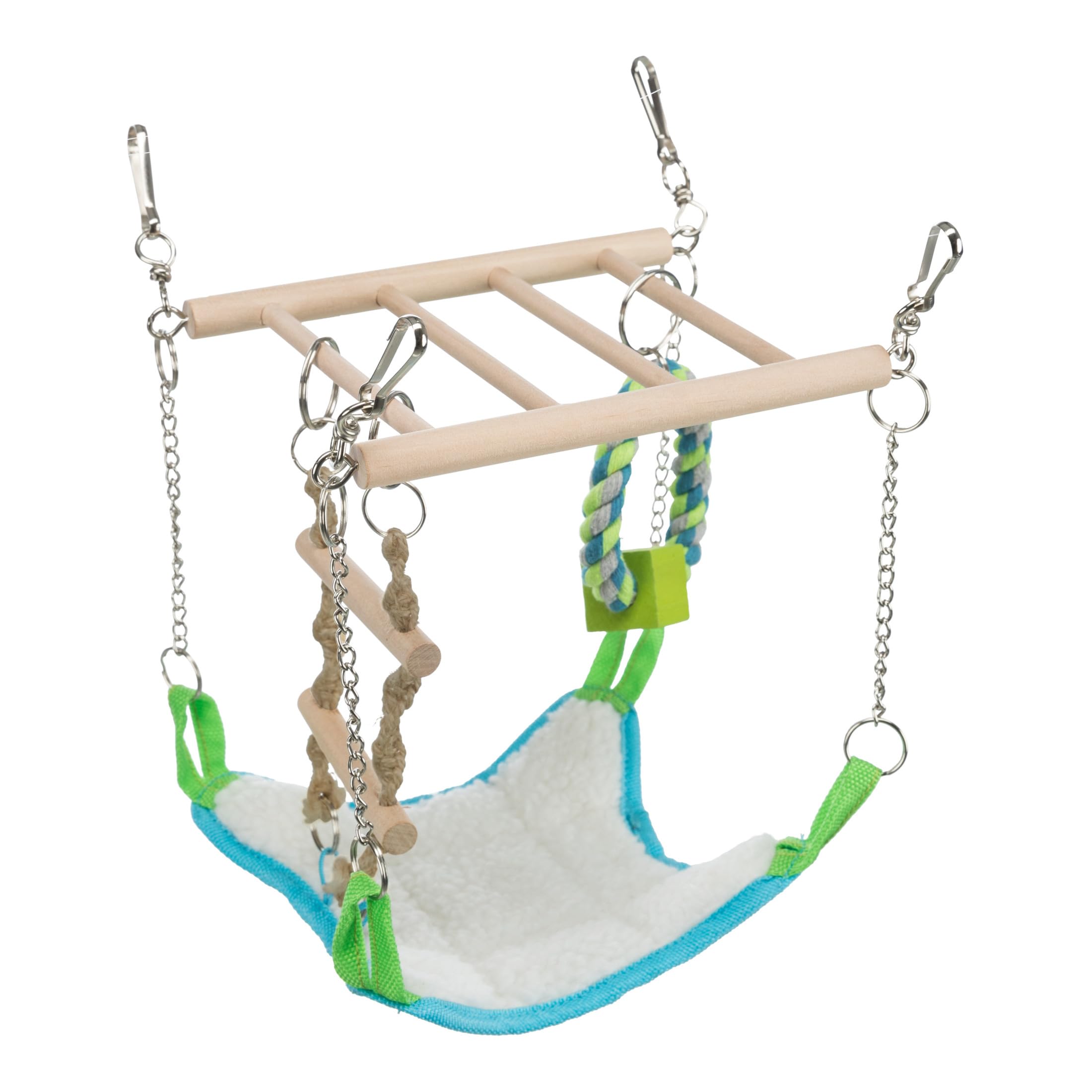 TRIXIE Suspension Bridge with Hammock for Mice & Hamsters | Wooden Ladder & Rope Ring | 17 x 22 x 15 cm 4