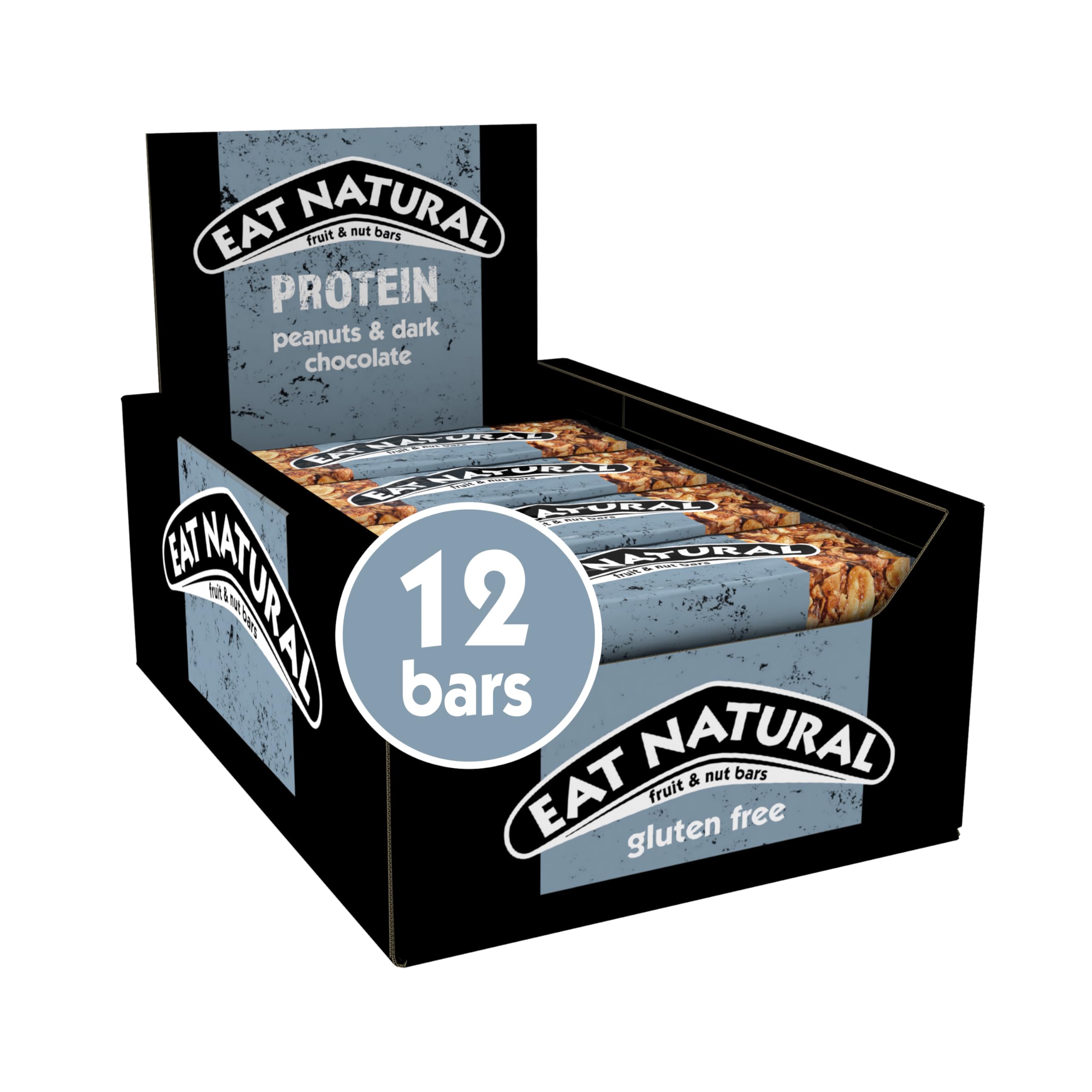 Eat Natural Protein Peanuts & Dark Chocolate Fruit & Nut Bars - Gluten Free, High Protein | 12 x 40g Bars