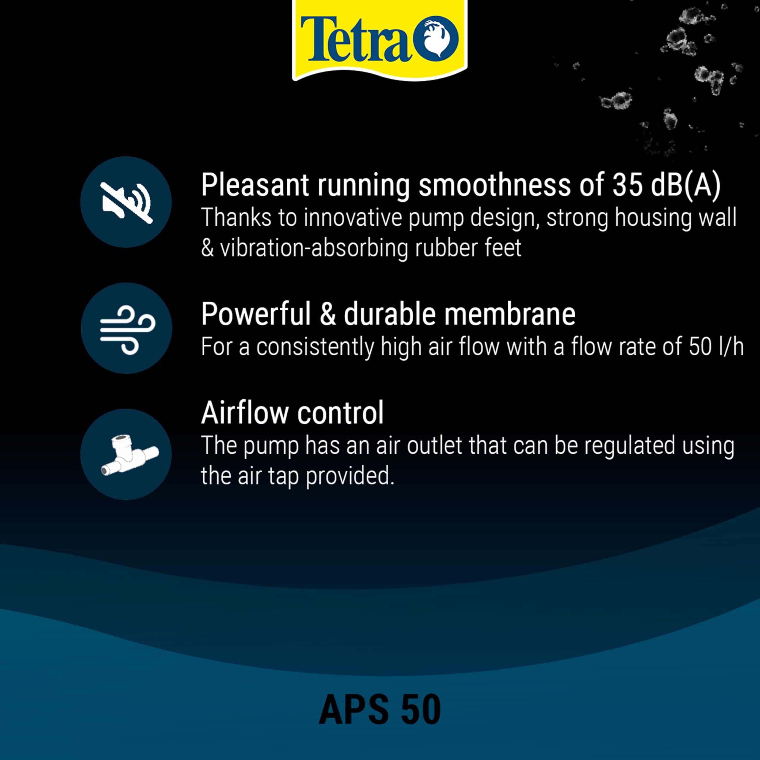 Tetra APS50 Silent Aquarium Air Pump - 50 L/H Flow | For 10-60 Litre Tanks | Black 4