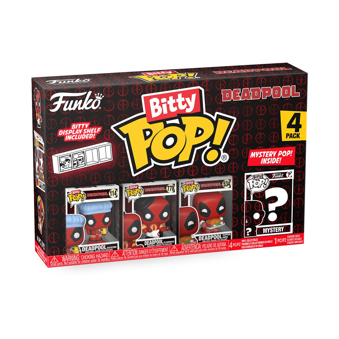 Funko POP! Bitty 4 Pack Deadpool Bathtime & Mystery Mini Figure | 0.9-inch Vinyl Collectible 6