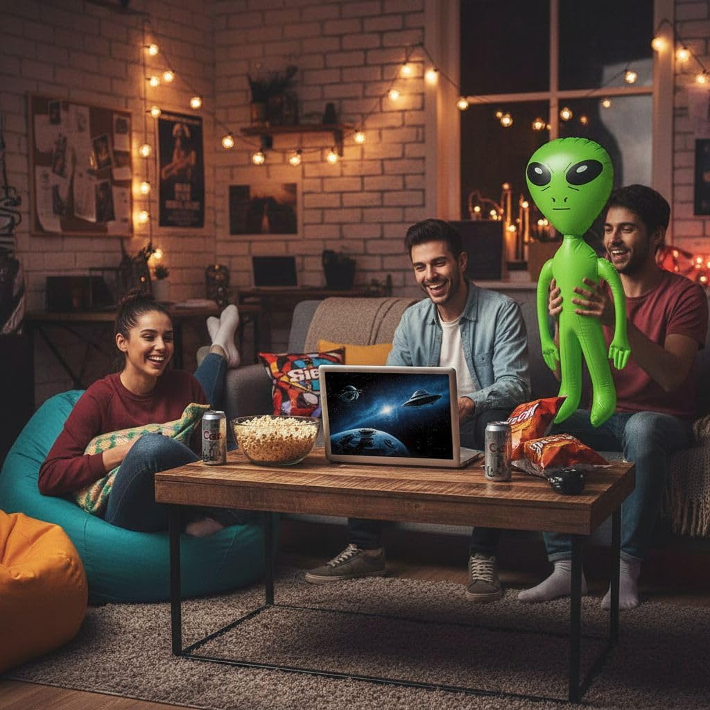 HENBRANDT Inflatable Alien - 64cm Height | Space & Halloween Prop | Unisex Adult 5