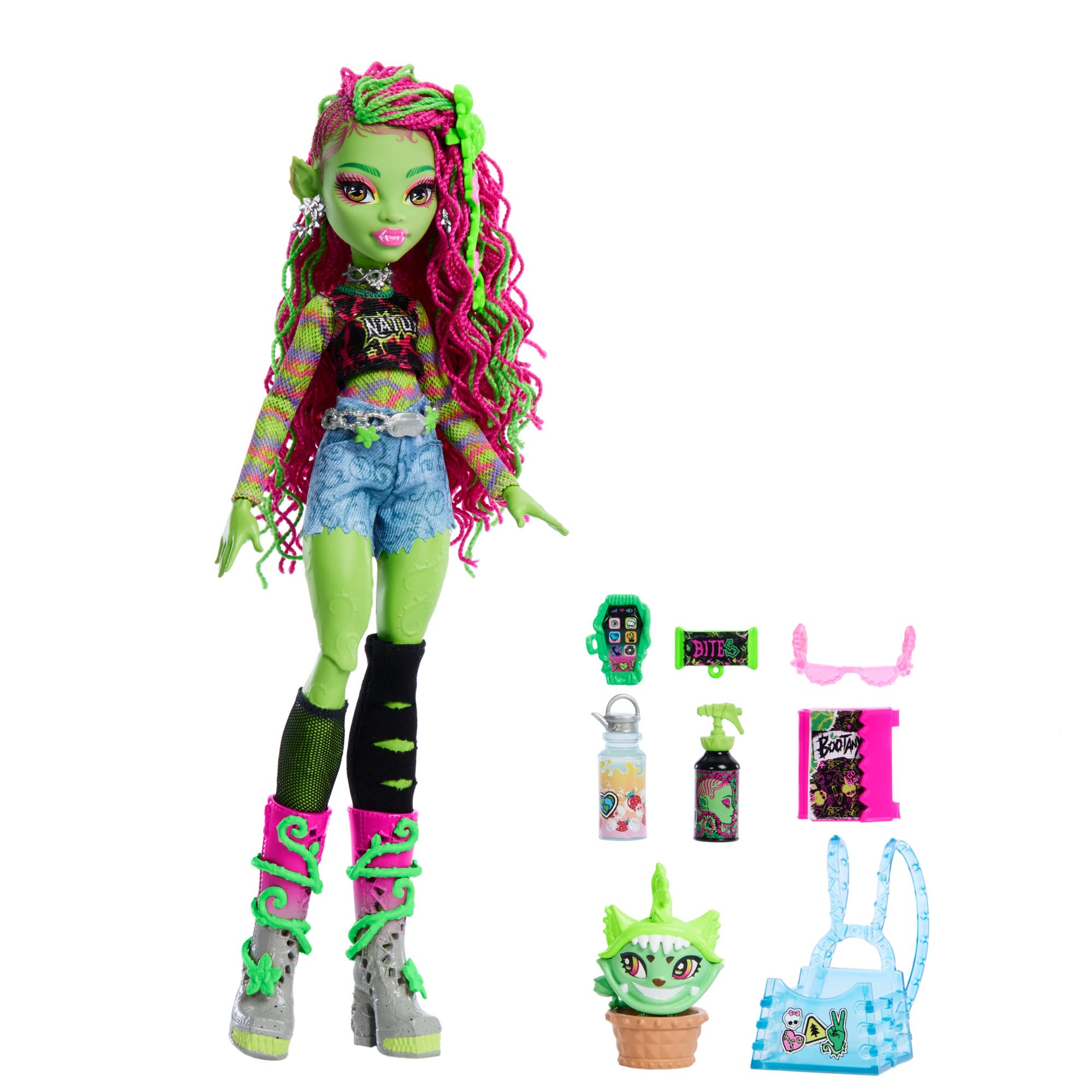 Monster High Venus McFlytrap Doll with Pet Cat Chewlian & Accessories HRP81 5