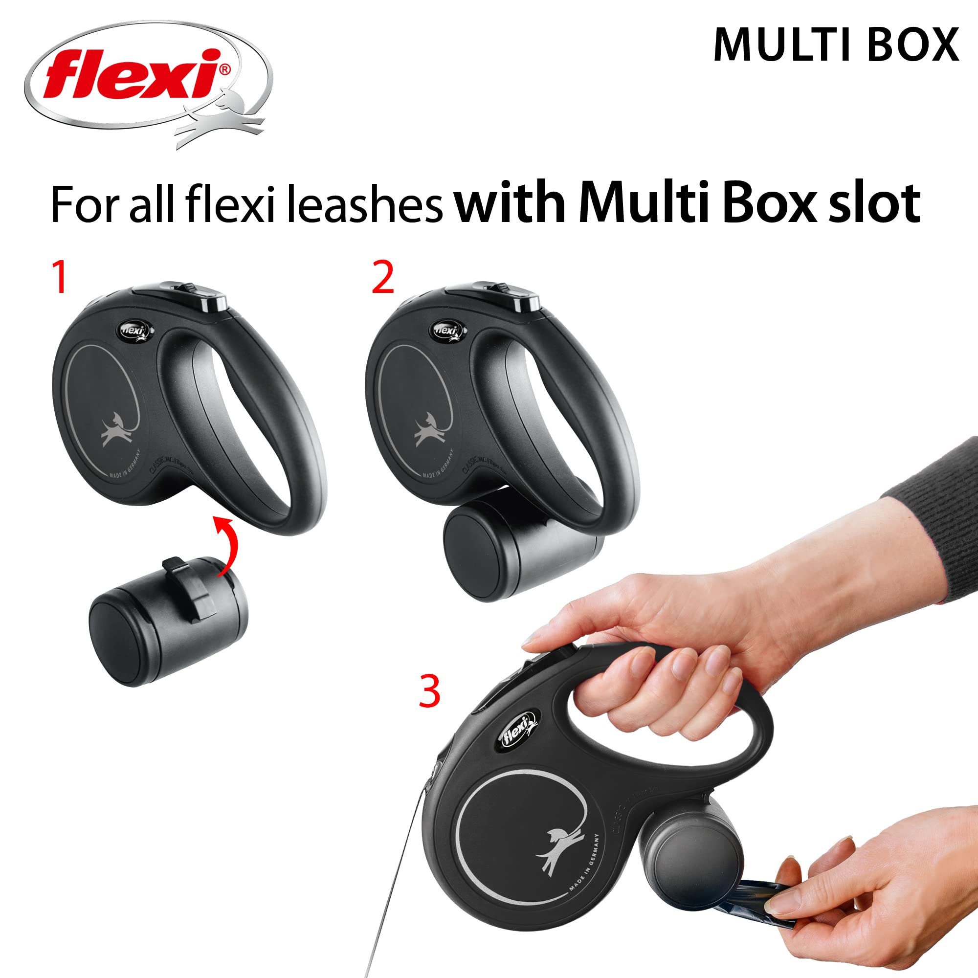flexi Multi Box Treat & Poop Bag Dispenser | Grey Plastic | Works with Design/New Classic Leads 5